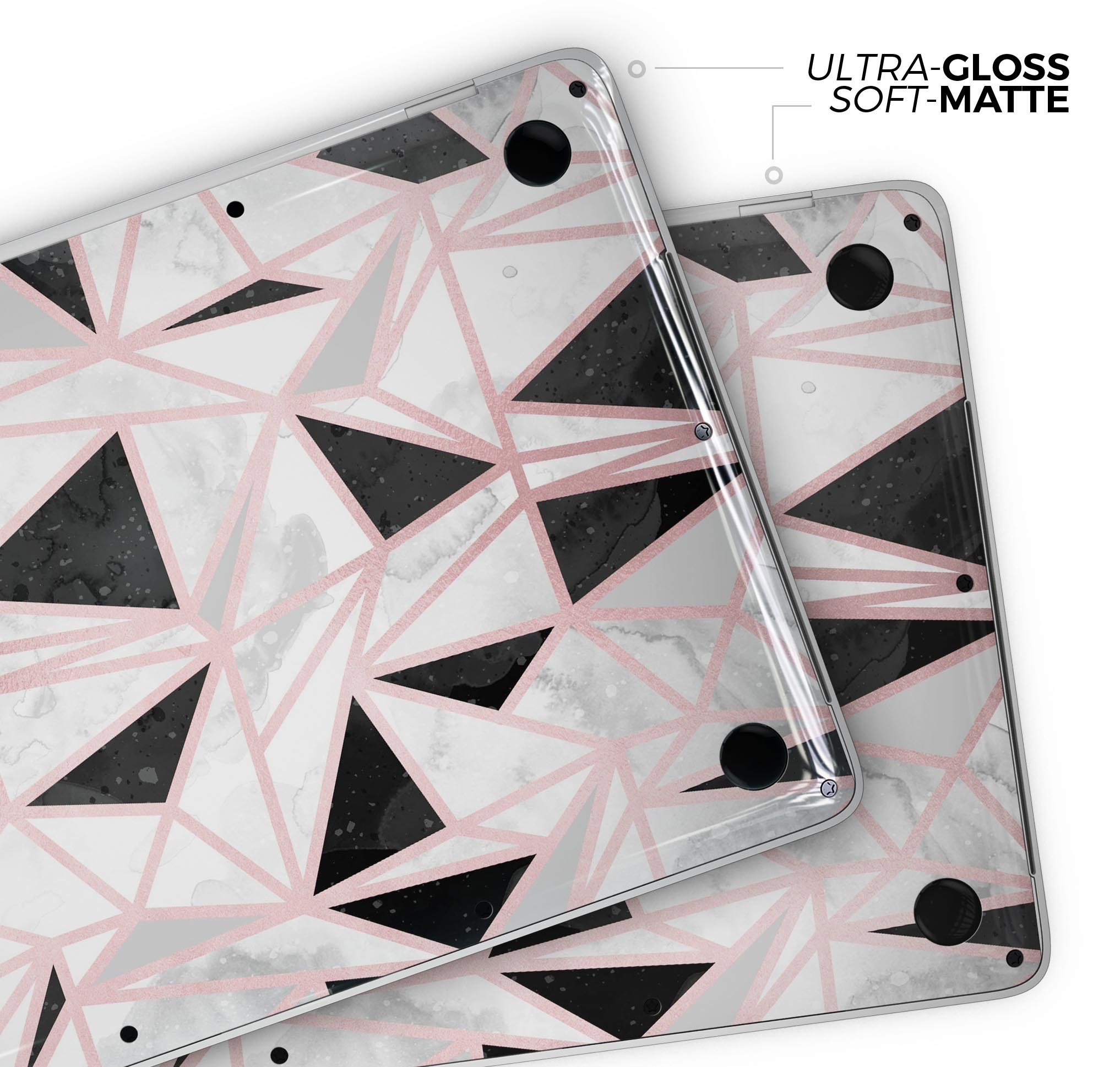 Karamfila Marble & Rose Gold skin decal wrap kit for Apple MacBook, showcasing a stylish design and premium vinyl material.