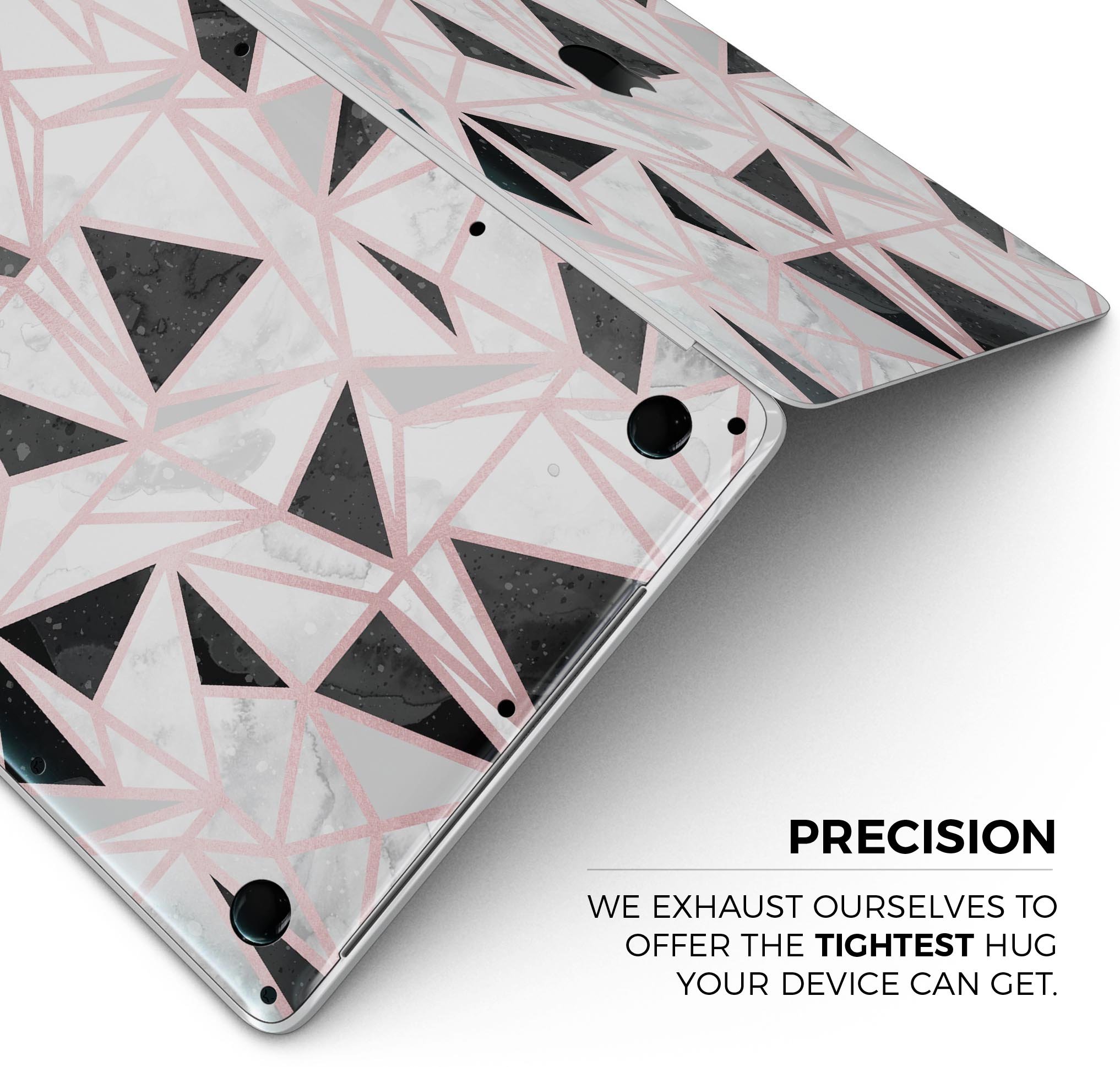 Karamfila Marble & Rose Gold skin decal wrap kit for Apple MacBook, showcasing a stylish design and premium vinyl material.