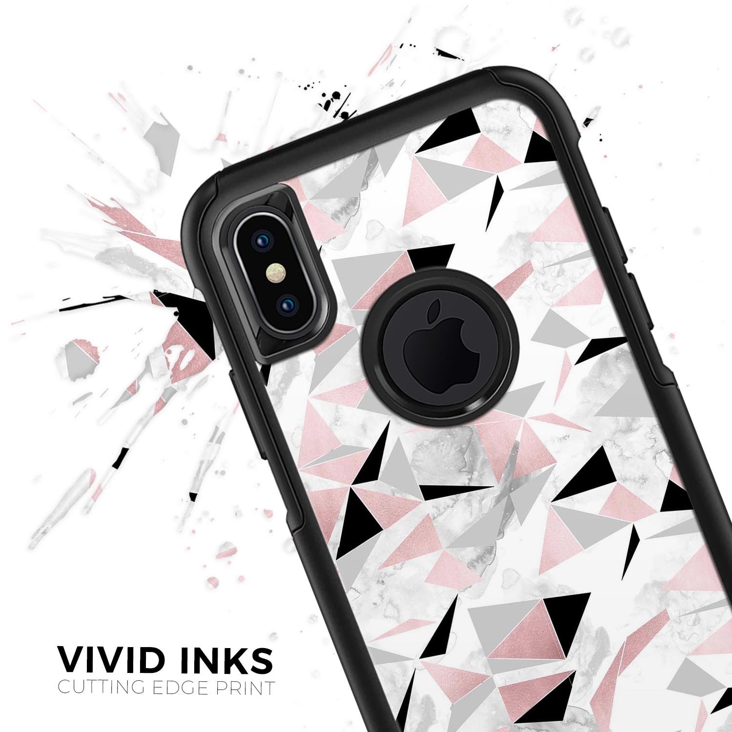 Karamfila Marble & Rose Gold Skin Kit for iPhone OtterBox, showcasing a stylish marble design with rose gold accents.