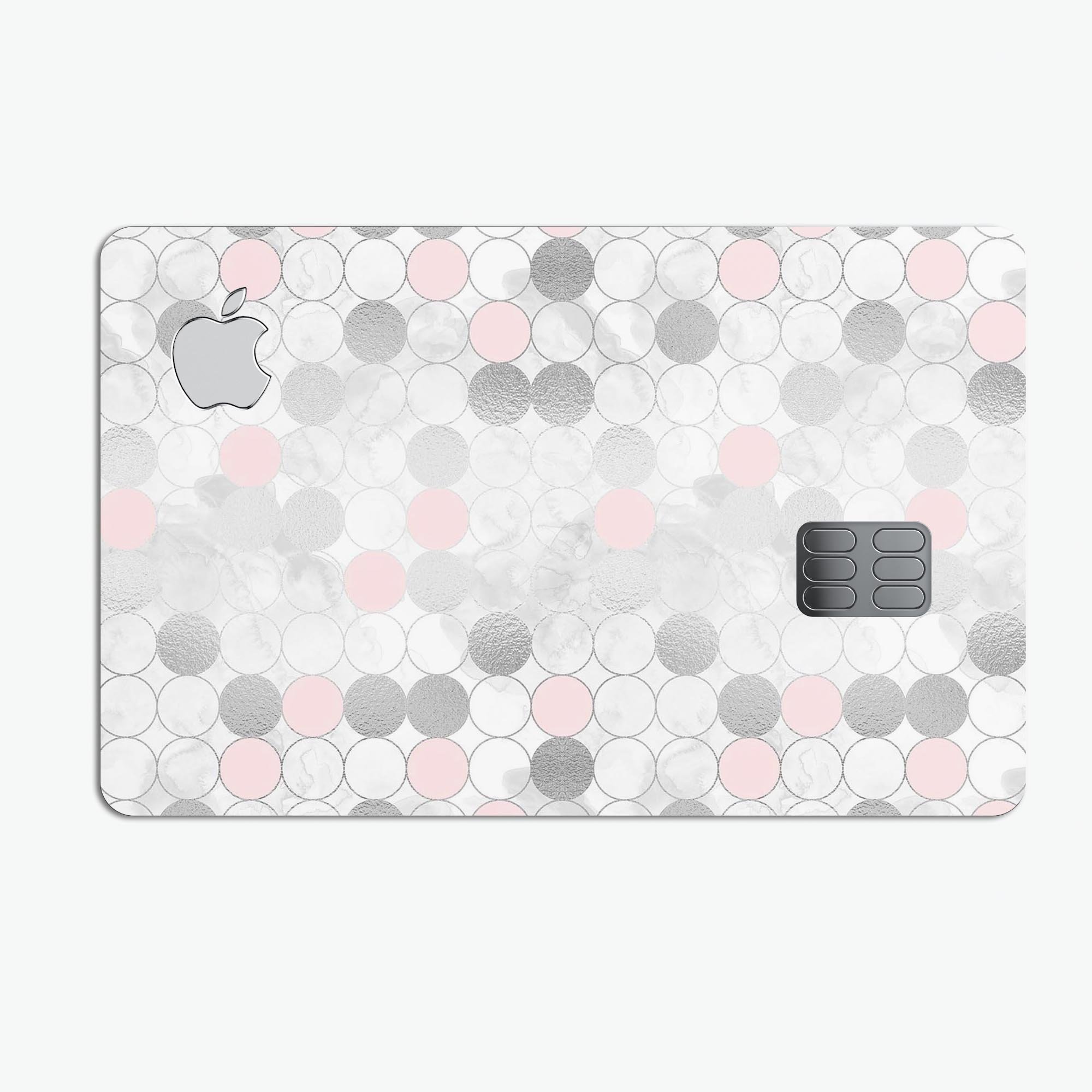 Karamfila Silver & Pink Marble V14 decal skin for Apple Card, showcasing its premium design and protective features.
