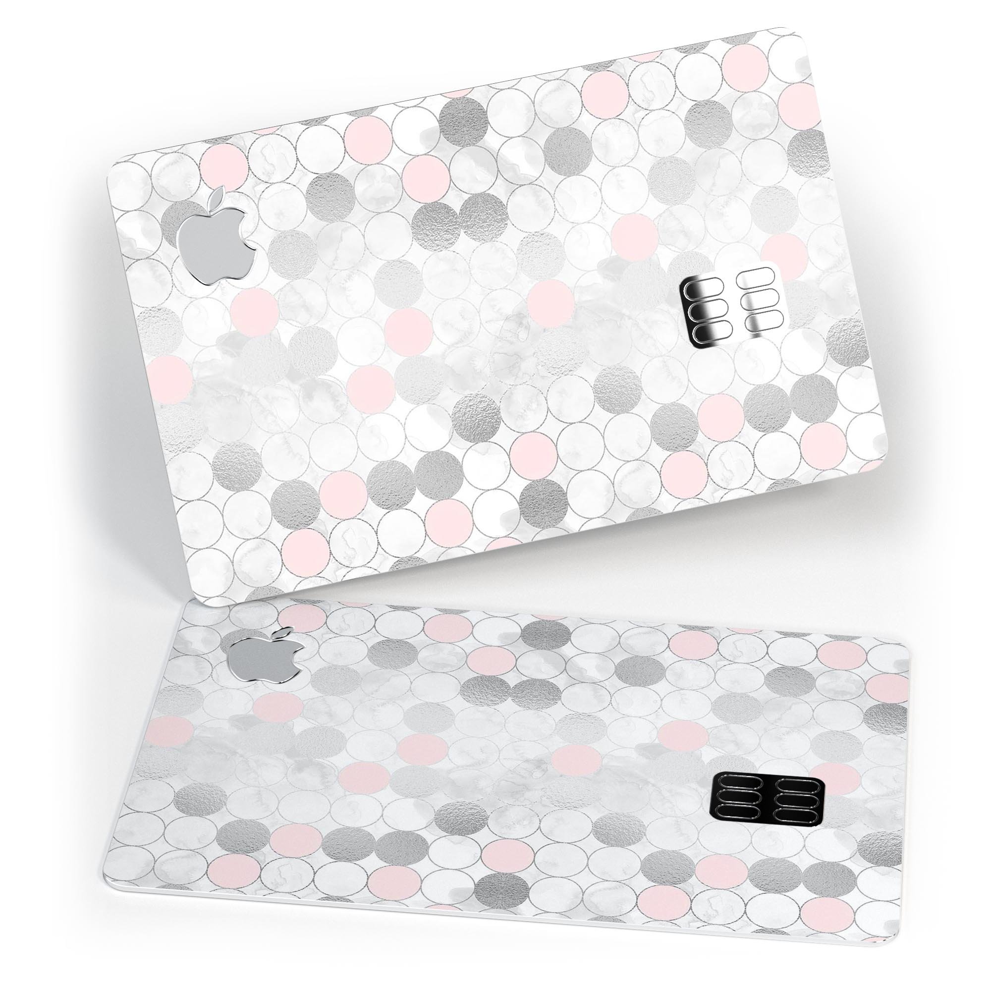 Karamfila Silver & Pink Marble V14 decal skin for Apple Card, showcasing its premium design and protective features.
