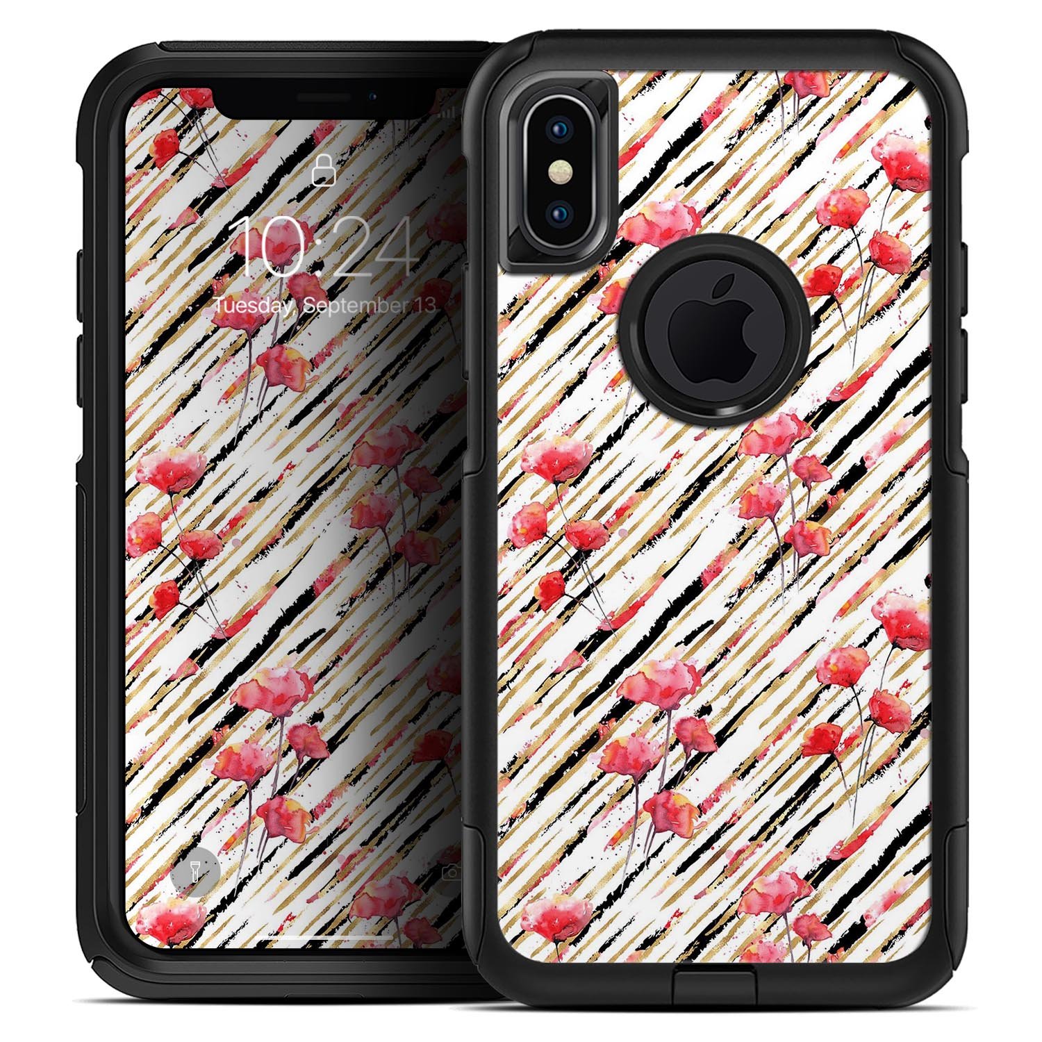 Karamfila Watercolo Poppies V11 Skin Kit for iPhone OtterBox, featuring vibrant poppy design and ultra-thin protection.