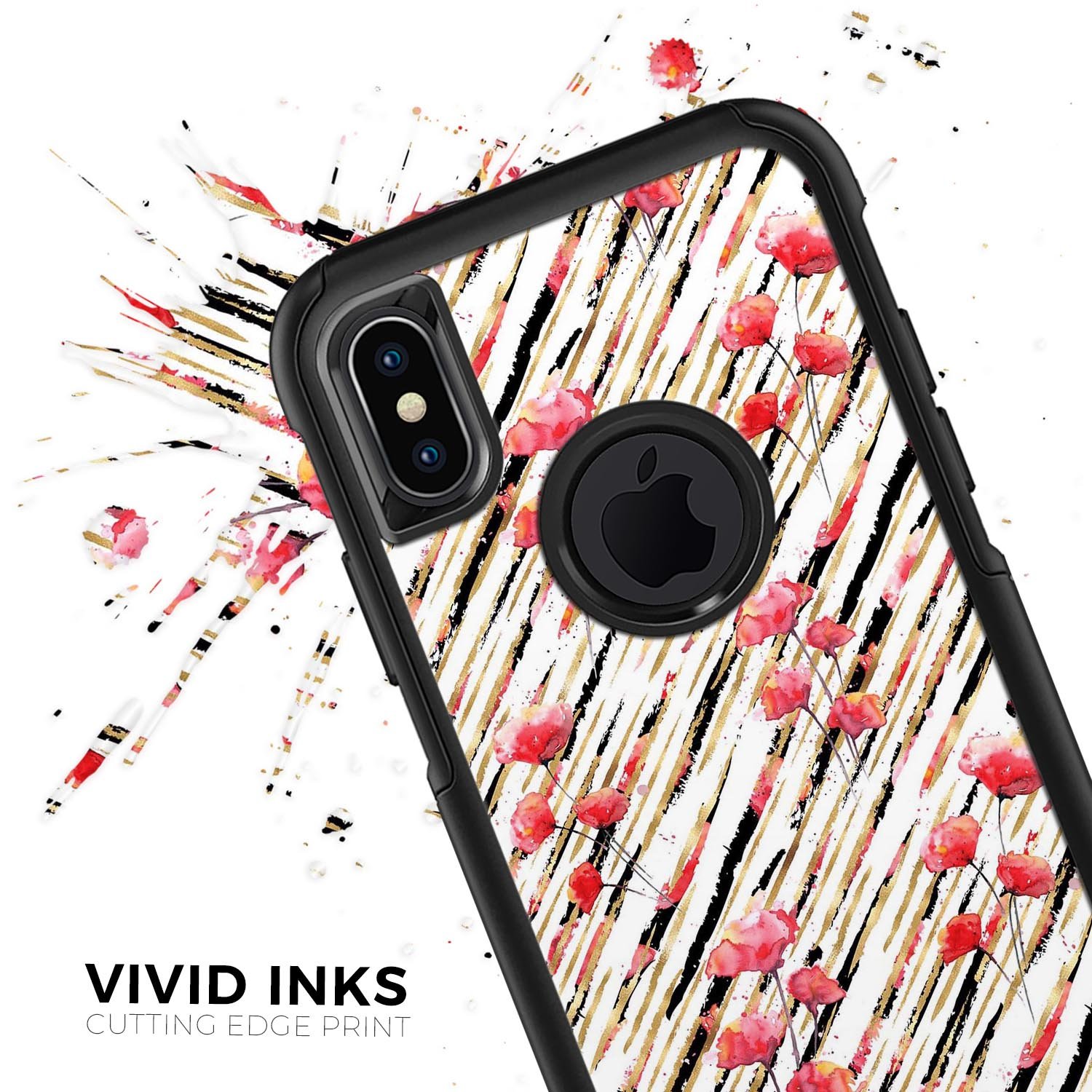 Karamfila Watercolo Poppies V11 Skin Kit for iPhone OtterBox, featuring vibrant poppy design and ultra-thin protection.