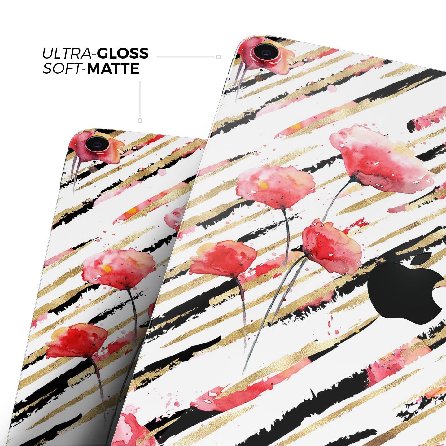 Karamfila Watercolo Poppies V12 full-body skin decal for Apple devices, showcasing vibrant poppy design and premium 3M material.