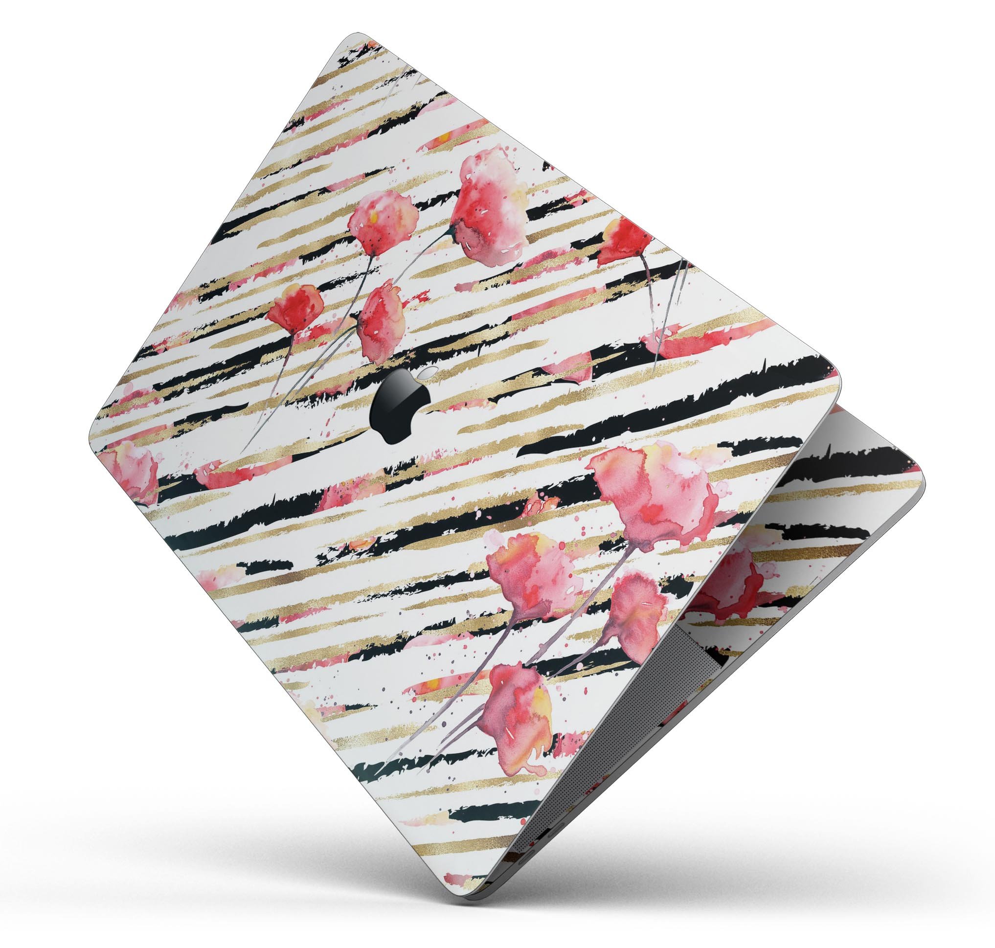 Karamfila Watercolo Poppies V12 skin decal wrap kit for MacBook, featuring vibrant poppy design and premium vinyl material.