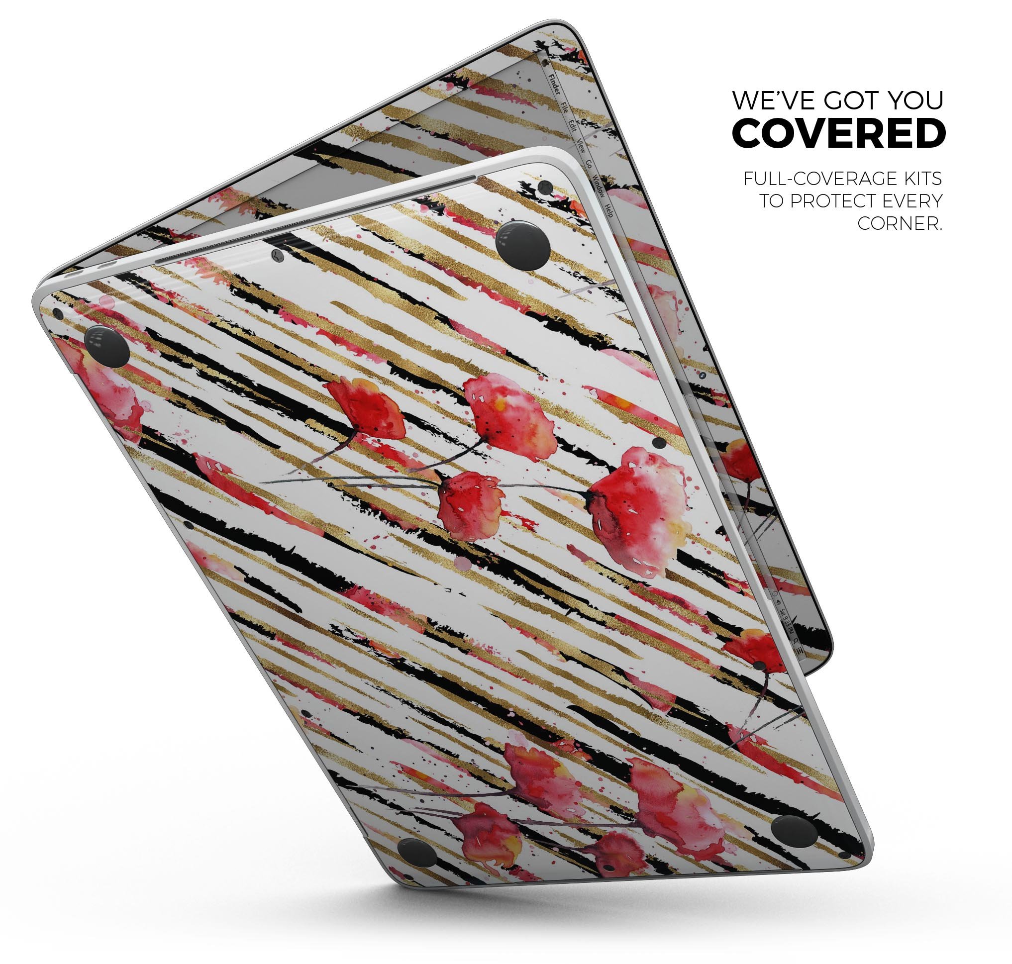 Karamfila Watercolo Poppies V12 skin decal wrap kit for MacBook, featuring vibrant poppy design and premium vinyl material.