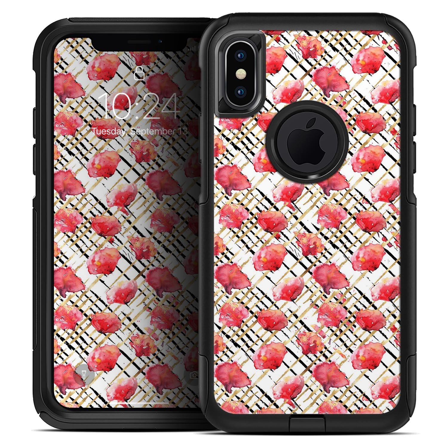 Karamfila Watercolo Poppies V24 Skin Kit for iPhone OtterBox, featuring vibrant poppy design and premium 3M materials.