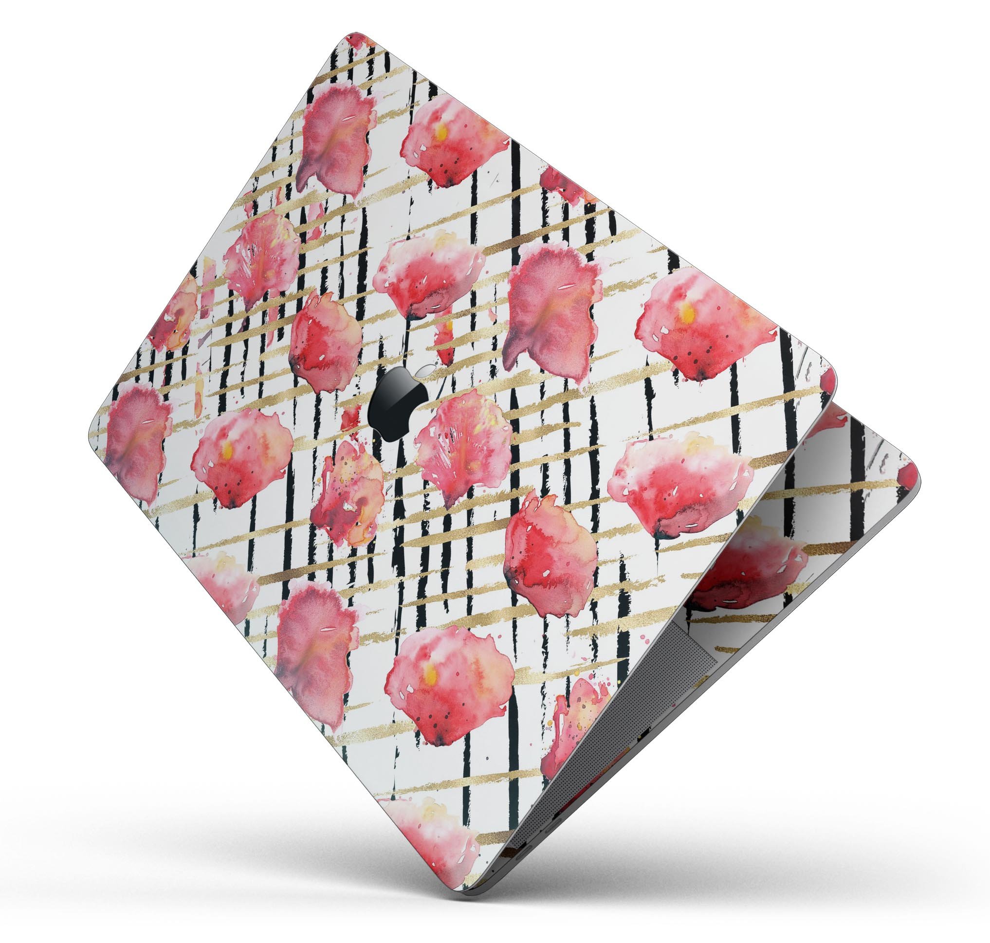 Karamfila Watercolo Poppies V25 skin decal wrap kit for MacBook, showcasing vibrant poppy design on a sleek surface.