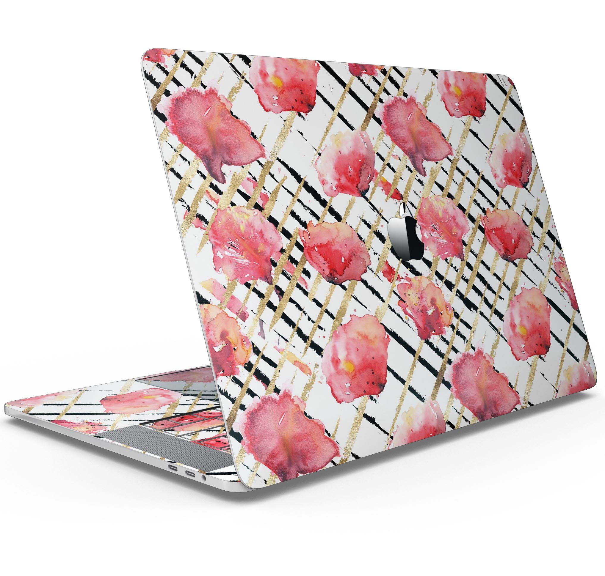 Karamfila Watercolo Poppies V25 skin decal wrap kit for MacBook, showcasing vibrant poppy design on a sleek surface.