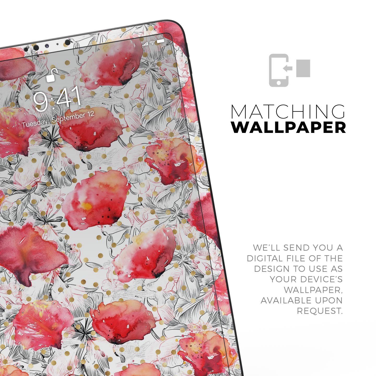 Karamfila Watercolo Poppies V26 full-body skin decal for Apple devices, showcasing vibrant poppy design and premium finish.