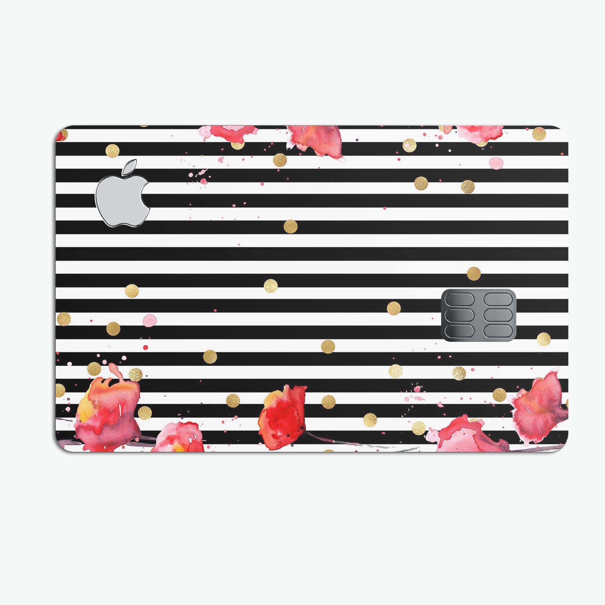 Karamfila Watercolo Poppies V28 skin kit for Apple Card, showcasing vibrant poppy design and premium vinyl material.