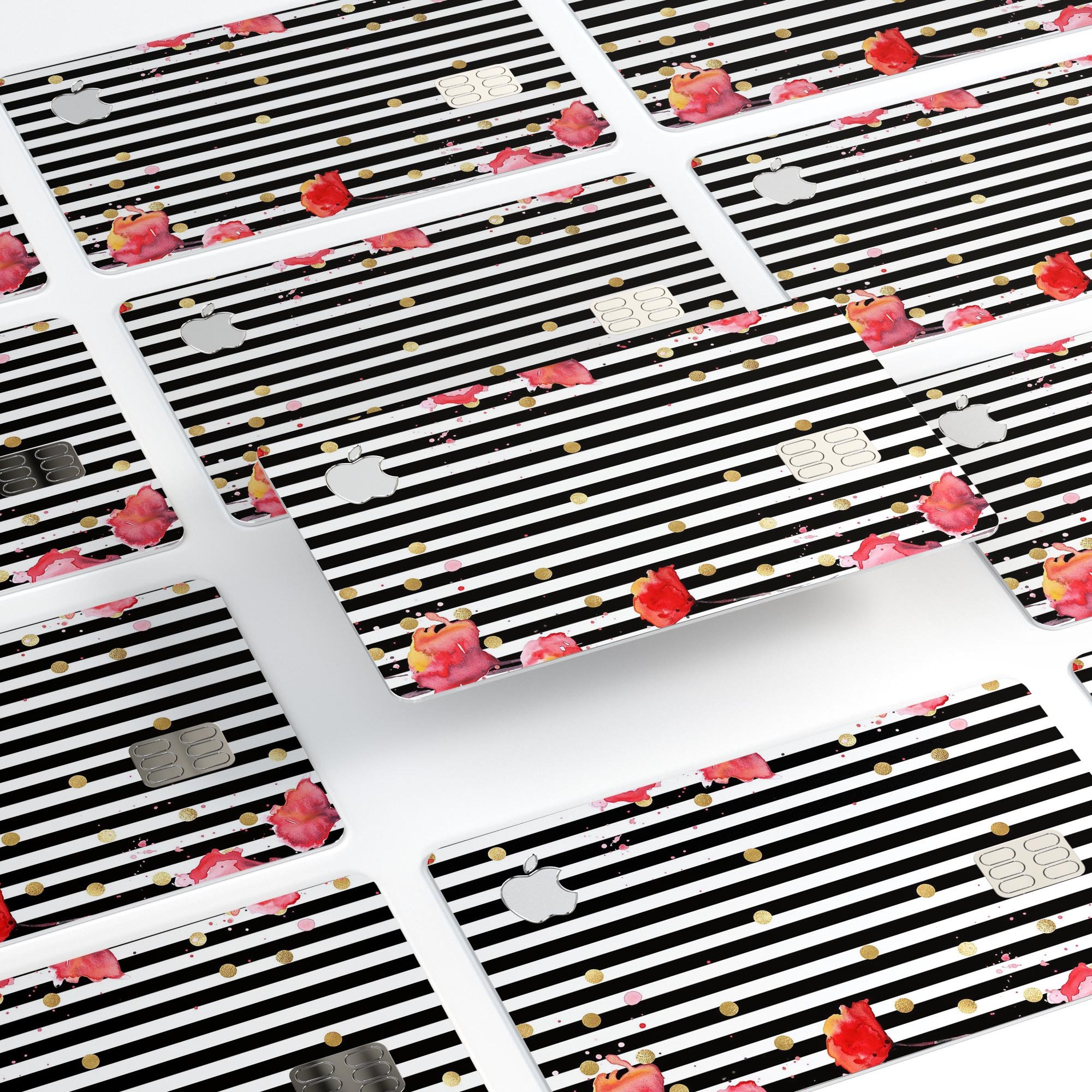 Karamfila Watercolo Poppies V28 skin kit for Apple Card, showcasing vibrant poppy design and premium vinyl material.