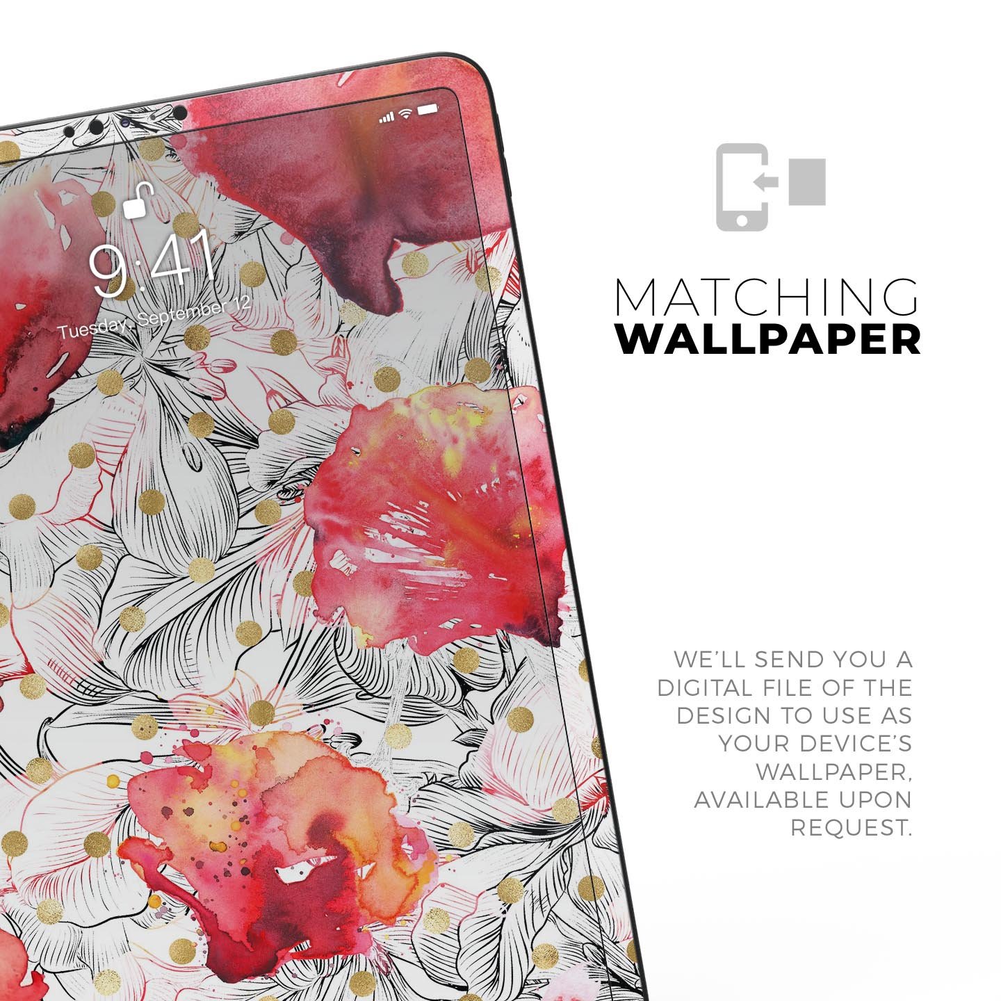 Karamfila Watercolo Poppies V29 full-body skin decal for Apple devices, featuring vibrant poppy design and premium 3M materials.