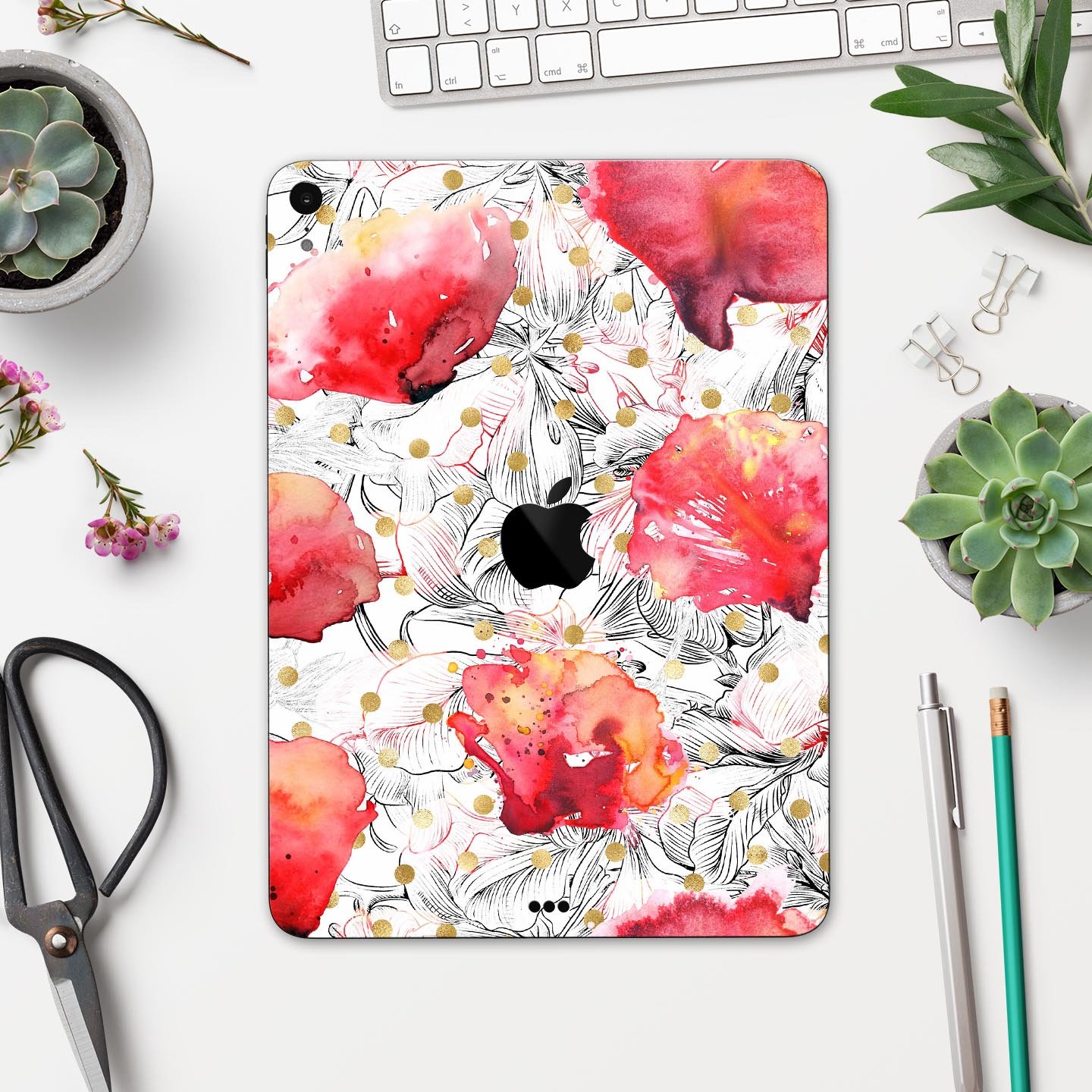 Karamfila Watercolo Poppies V29 full-body skin decal for Apple devices, featuring vibrant poppy design and premium 3M materials.