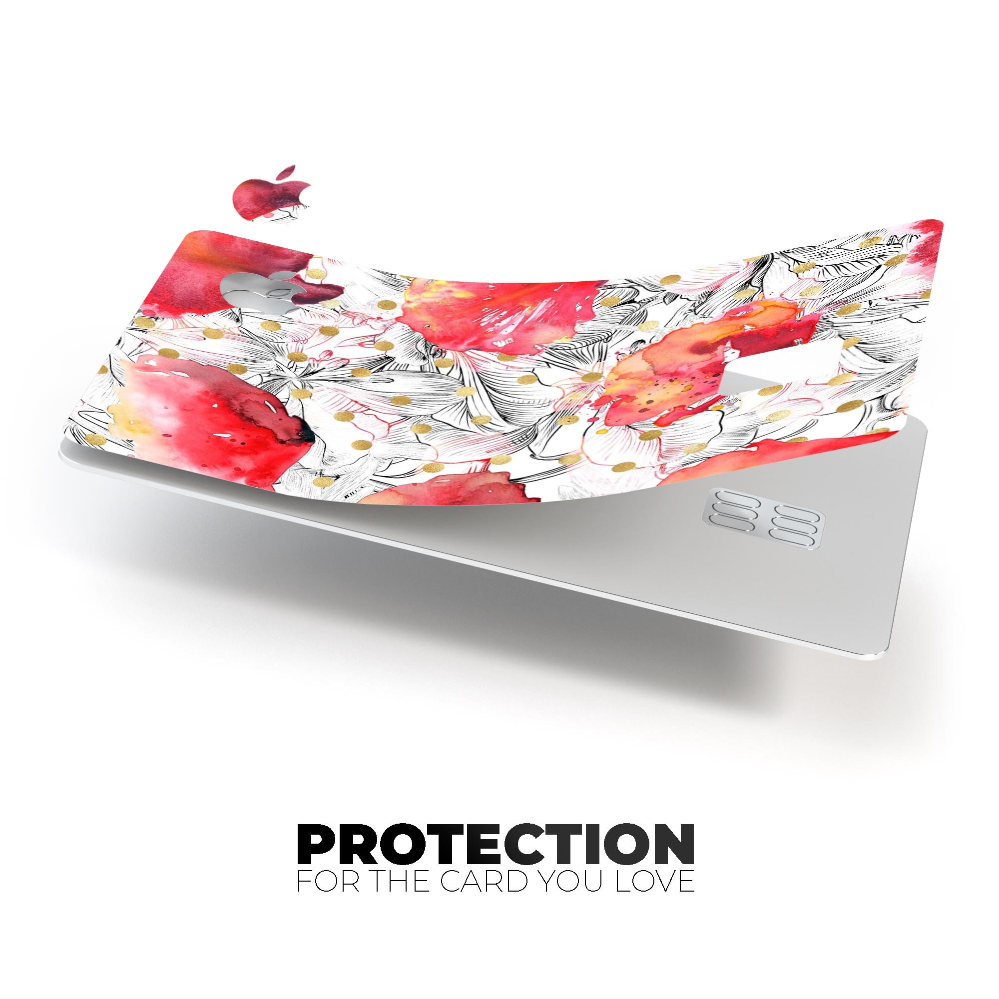 Karamfila Watercolo Poppies V29 skin kit for Apple Card, featuring a vibrant poppy design on premium vinyl.