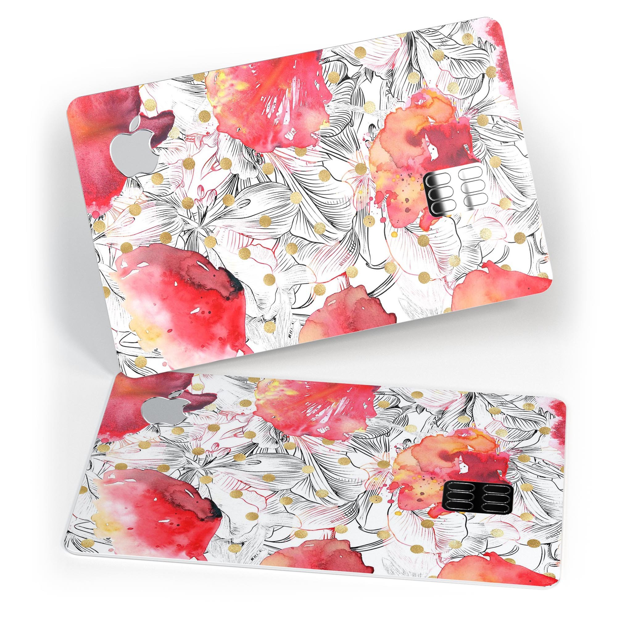 Karamfila Watercolo Poppies V29 skin kit for Apple Card, featuring a vibrant poppy design on premium vinyl.