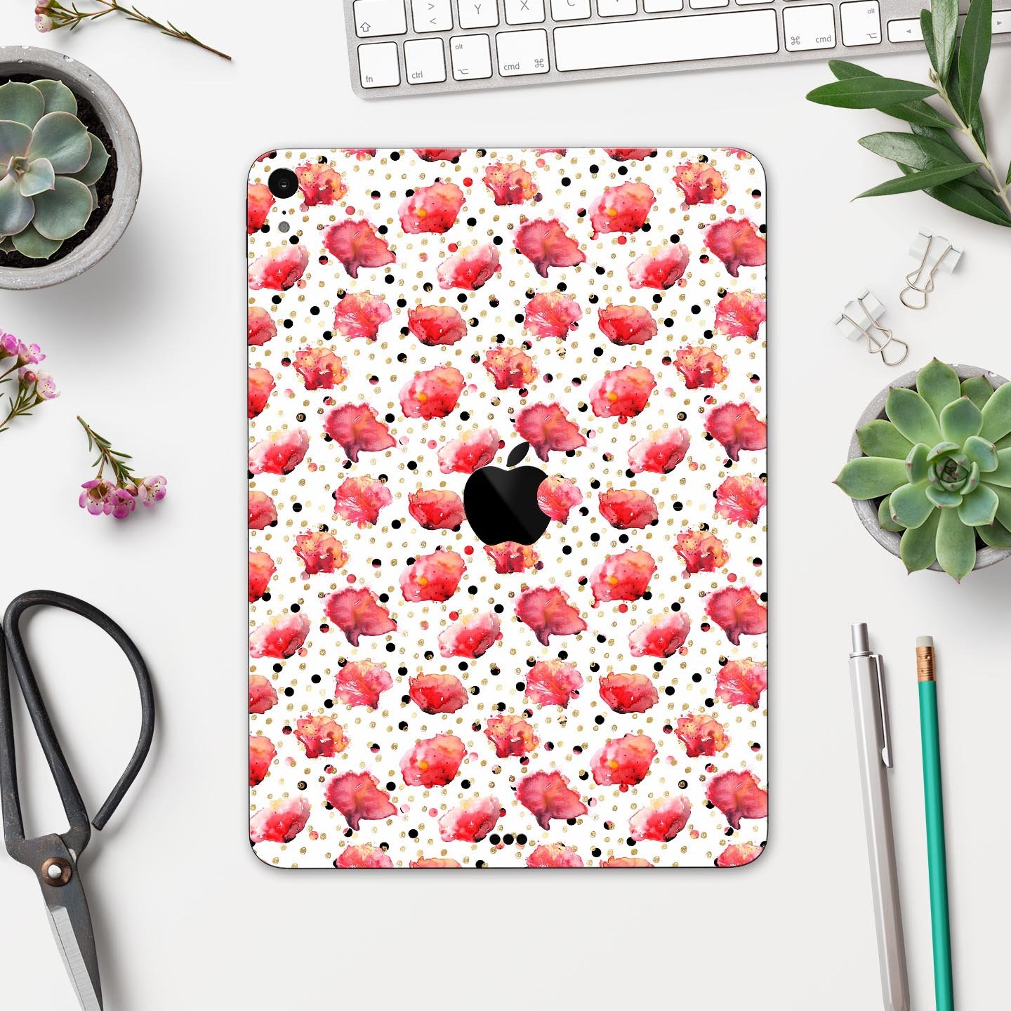 Karamfila Watercolo Poppies V3 full body skin decal for Apple devices, featuring vibrant poppy design and premium 3M materials.