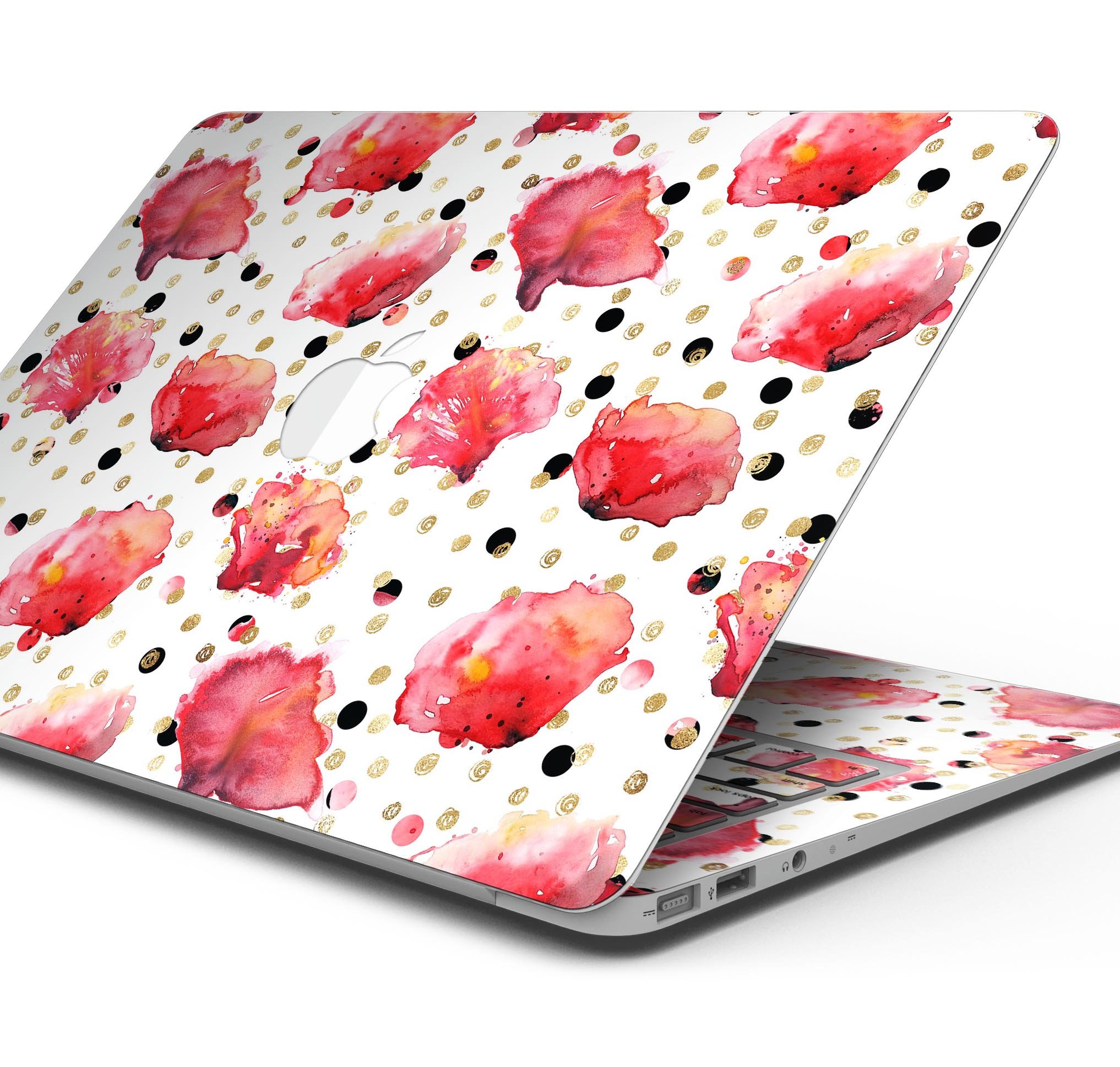 Karamfila Watercolo Poppies V4 skin decal wrap kit for MacBook, showcasing vibrant poppy design on premium vinyl material.