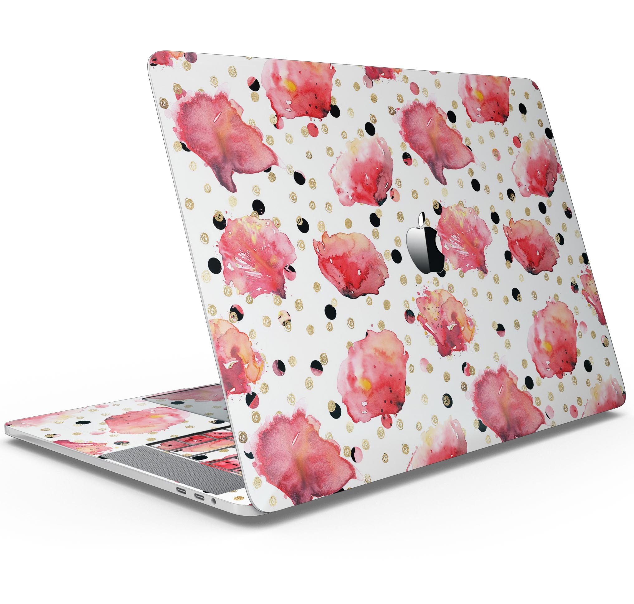 Karamfila Watercolo Poppies V4 skin decal wrap kit for MacBook, showcasing vibrant poppy design on premium vinyl material.