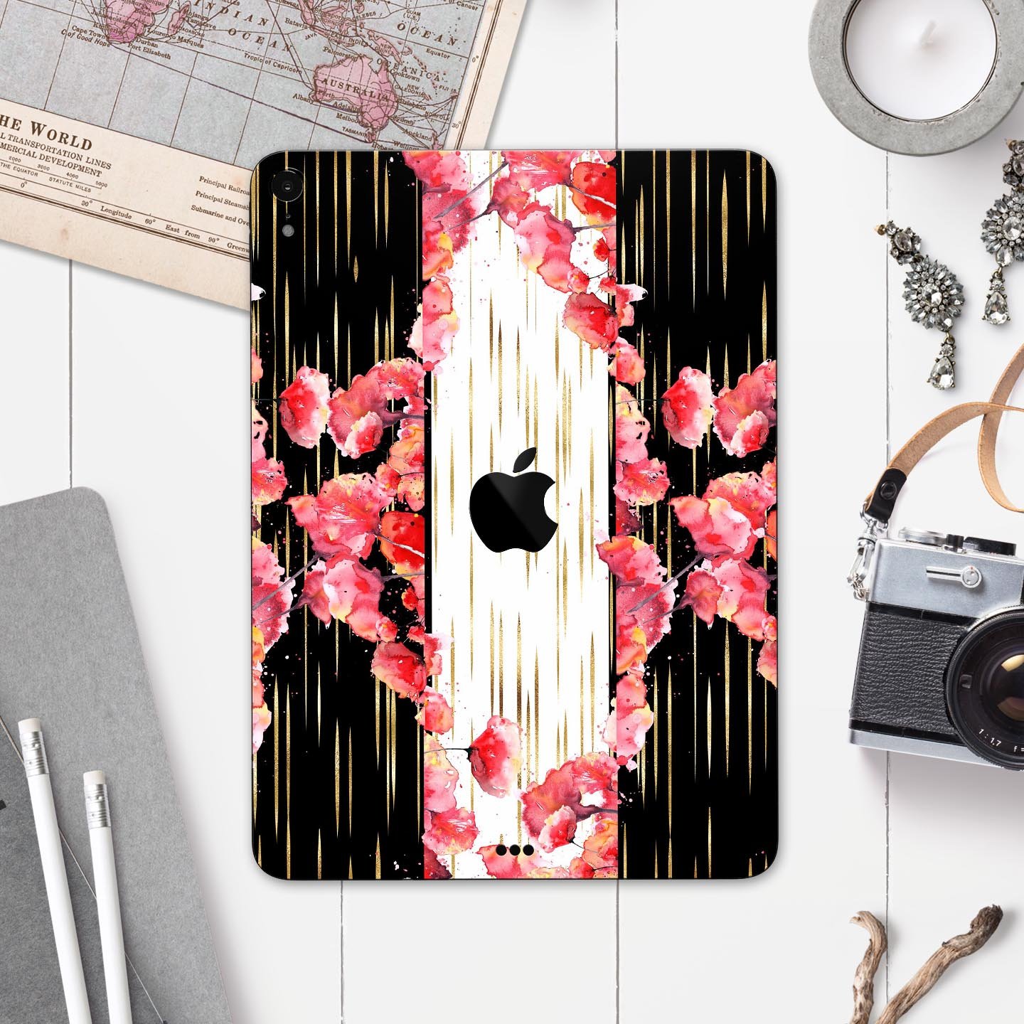 Karamfila Watercolo Poppies V5 full body skin decal for Apple devices, featuring vibrant poppy design and premium 3M materials.