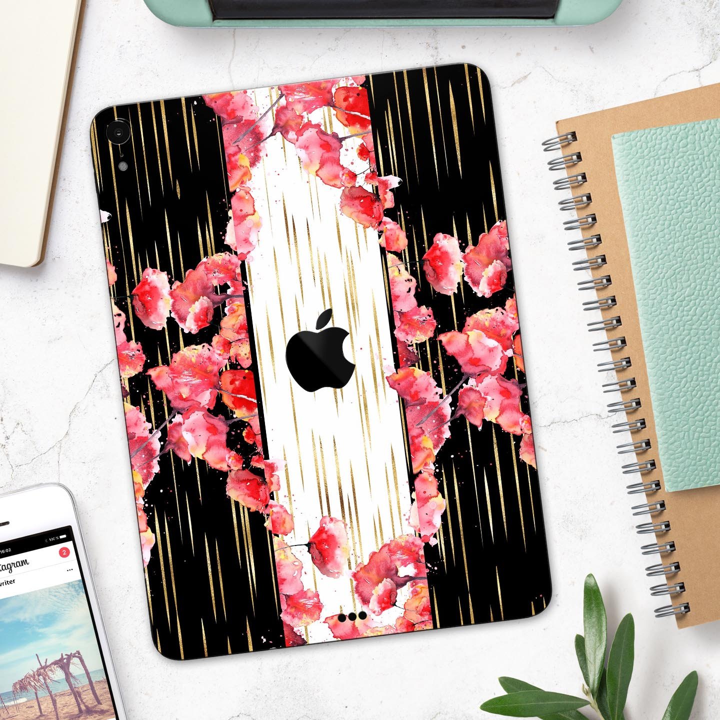 Karamfila Watercolo Poppies V5 full body skin decal for Apple devices, featuring vibrant poppy design and premium 3M materials.