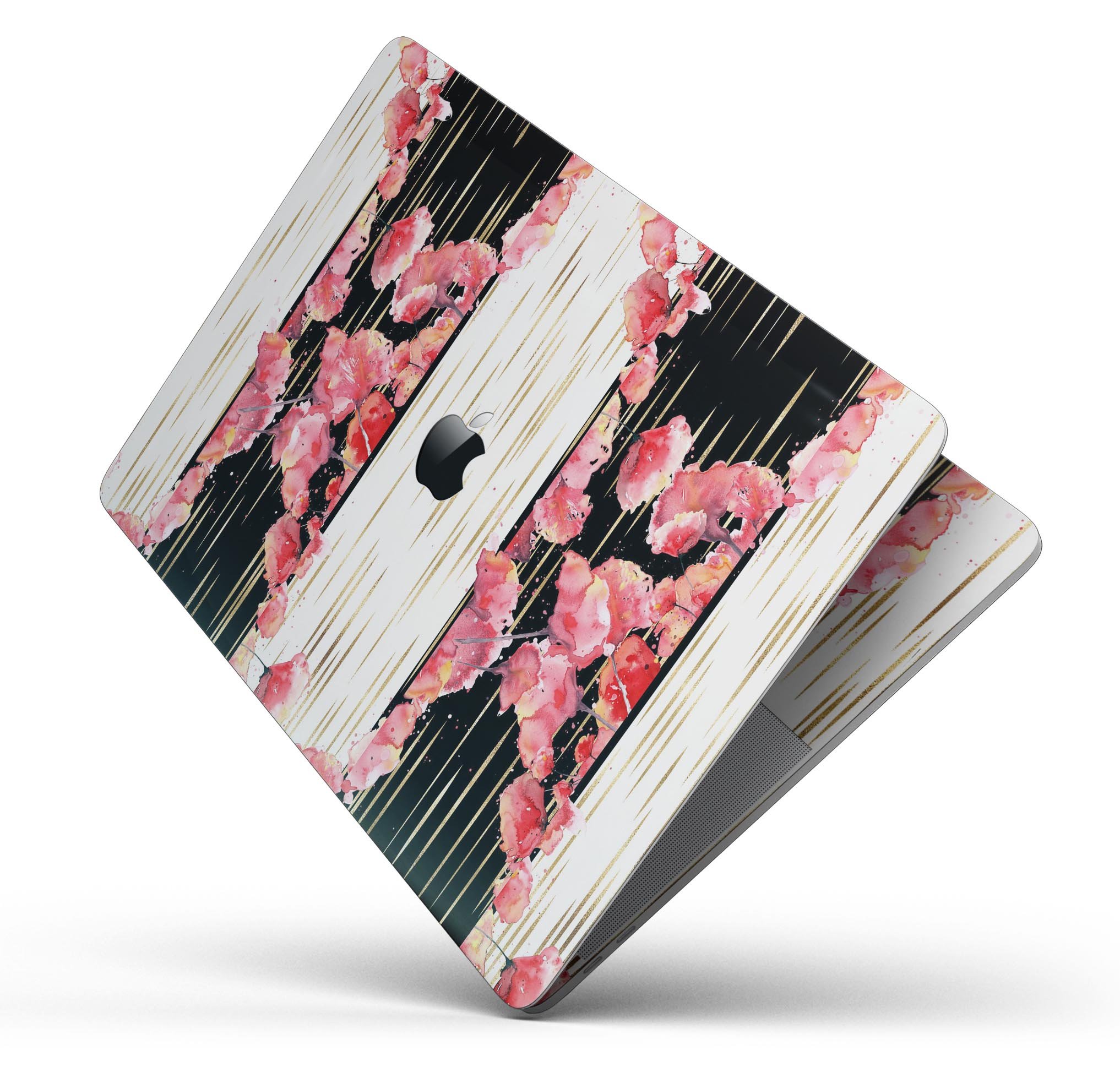 Karamfila Watercolo Poppies V5 skin decal wrap kit for MacBook, showcasing vibrant poppy design on premium vinyl material.
