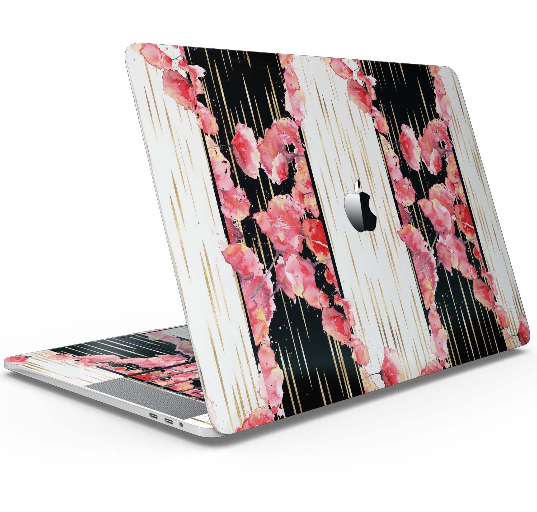 Karamfila Watercolo Poppies V5 skin decal wrap kit for MacBook, showcasing vibrant poppy design on premium vinyl material.