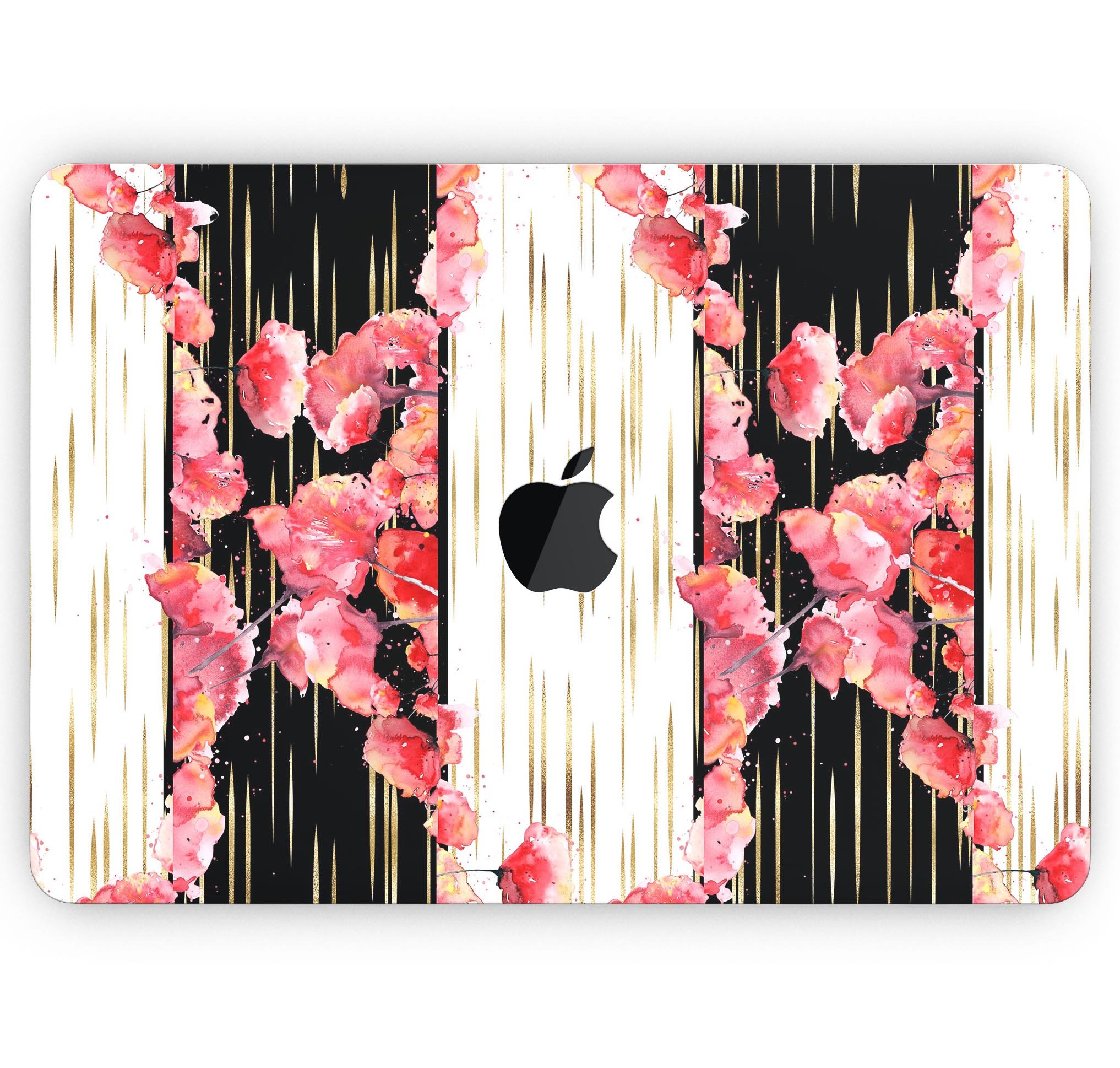 Karamfila Watercolo Poppies V5 skin decal wrap kit for MacBook, showcasing vibrant poppy design on premium vinyl material.