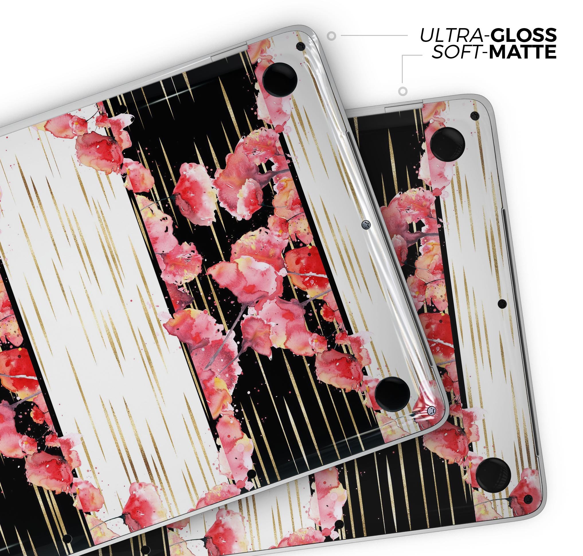 Karamfila Watercolo Poppies V5 skin decal wrap kit for MacBook, showcasing vibrant poppy design on premium vinyl material.