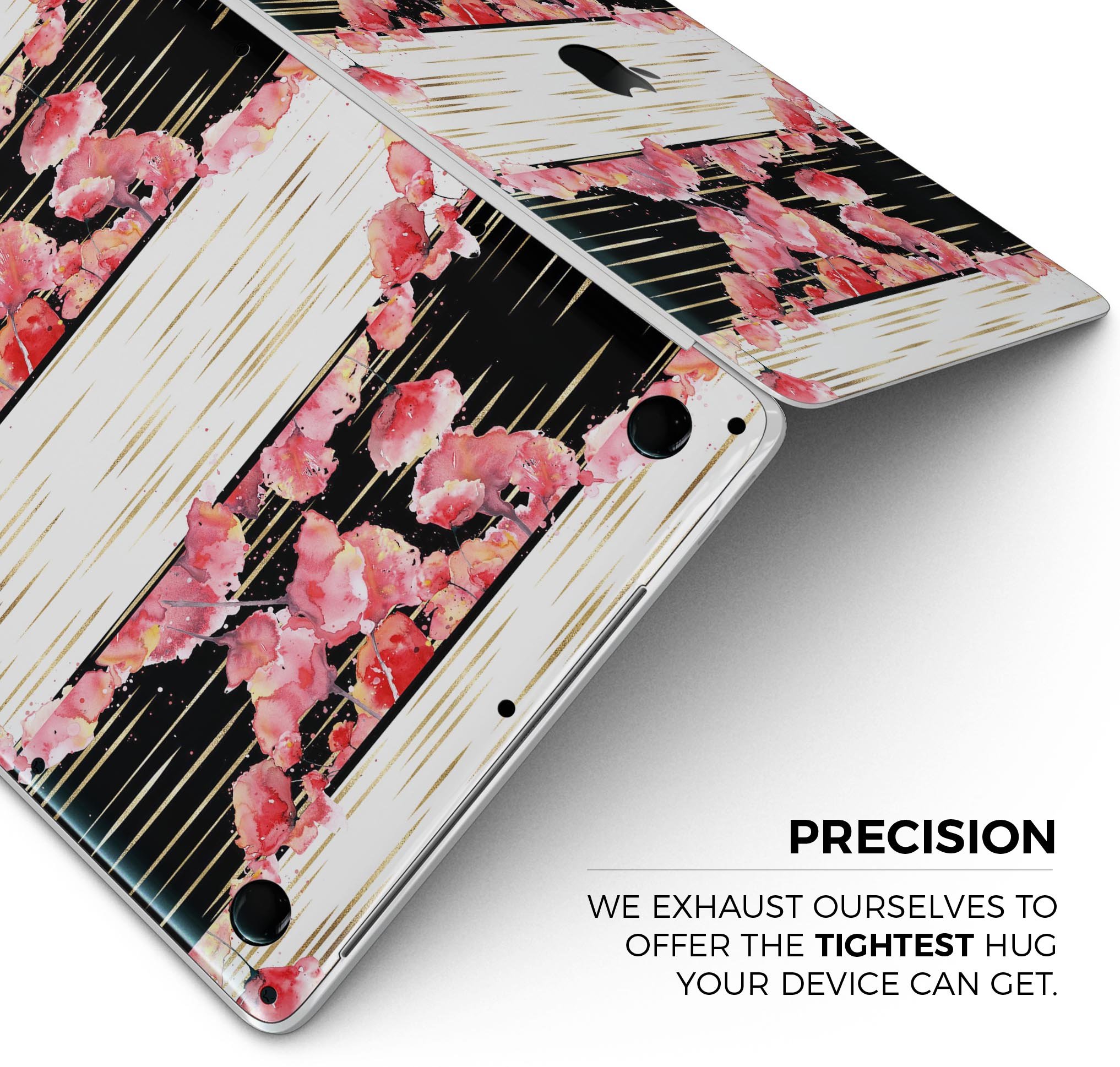 Karamfila Watercolo Poppies V5 skin decal wrap kit for MacBook, showcasing vibrant poppy design on premium vinyl material.