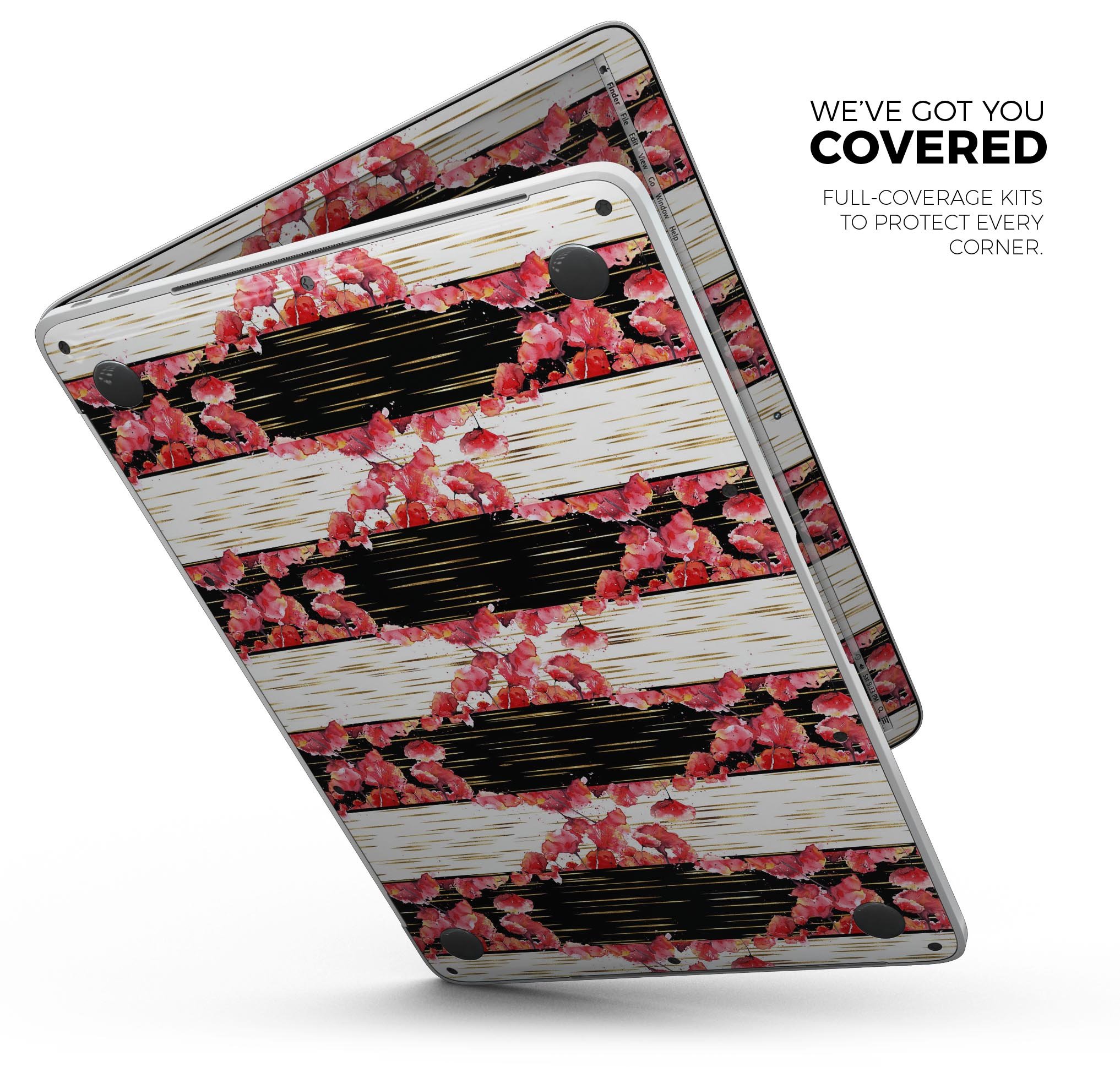 Karamfila Watercolo Poppies V6 skin decal wrap kit for MacBook, showcasing vibrant poppy design and premium vinyl material.