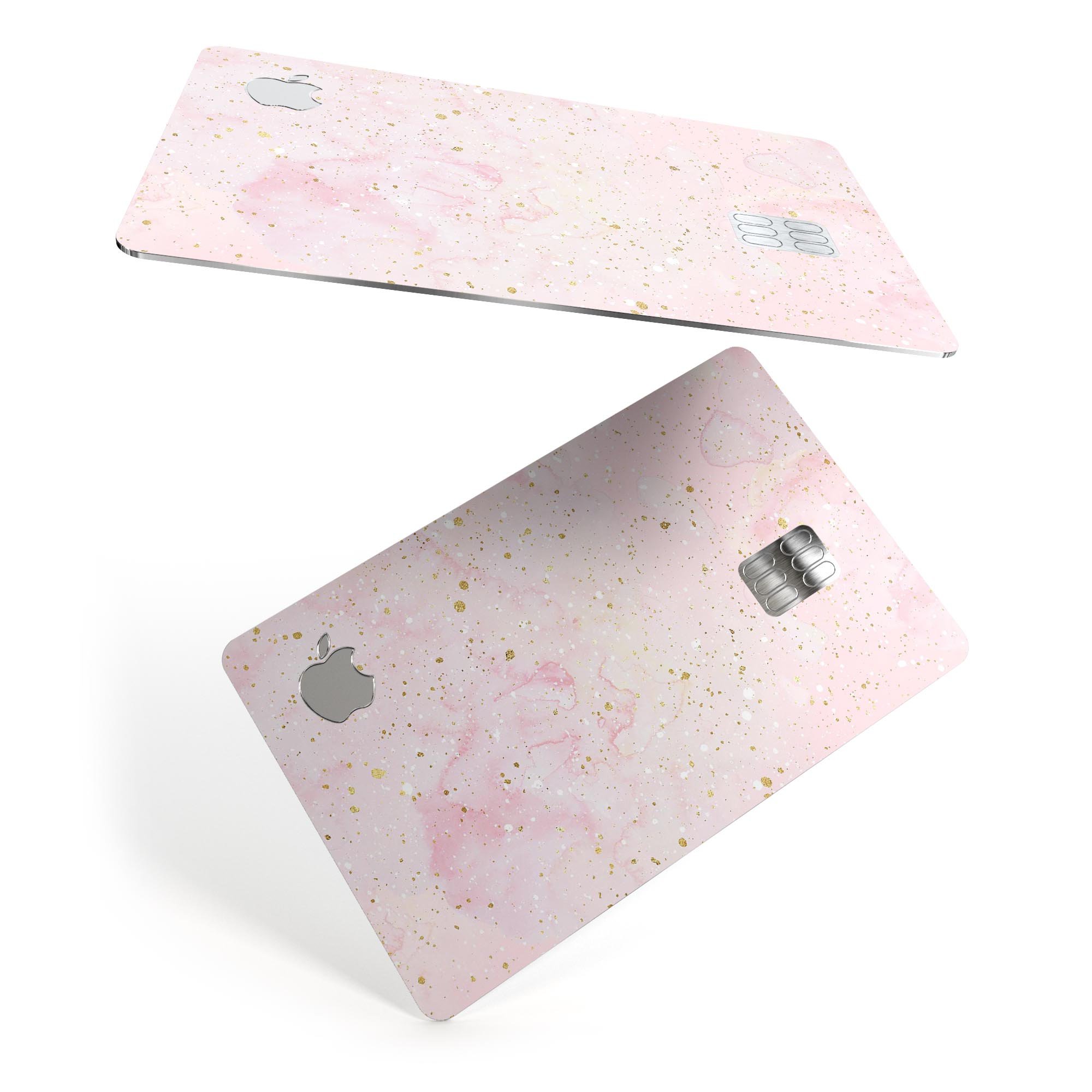 Karamfila Watercolor & Gold V12 skin kit for Apple Card, showcasing vibrant colors and premium vinyl material.