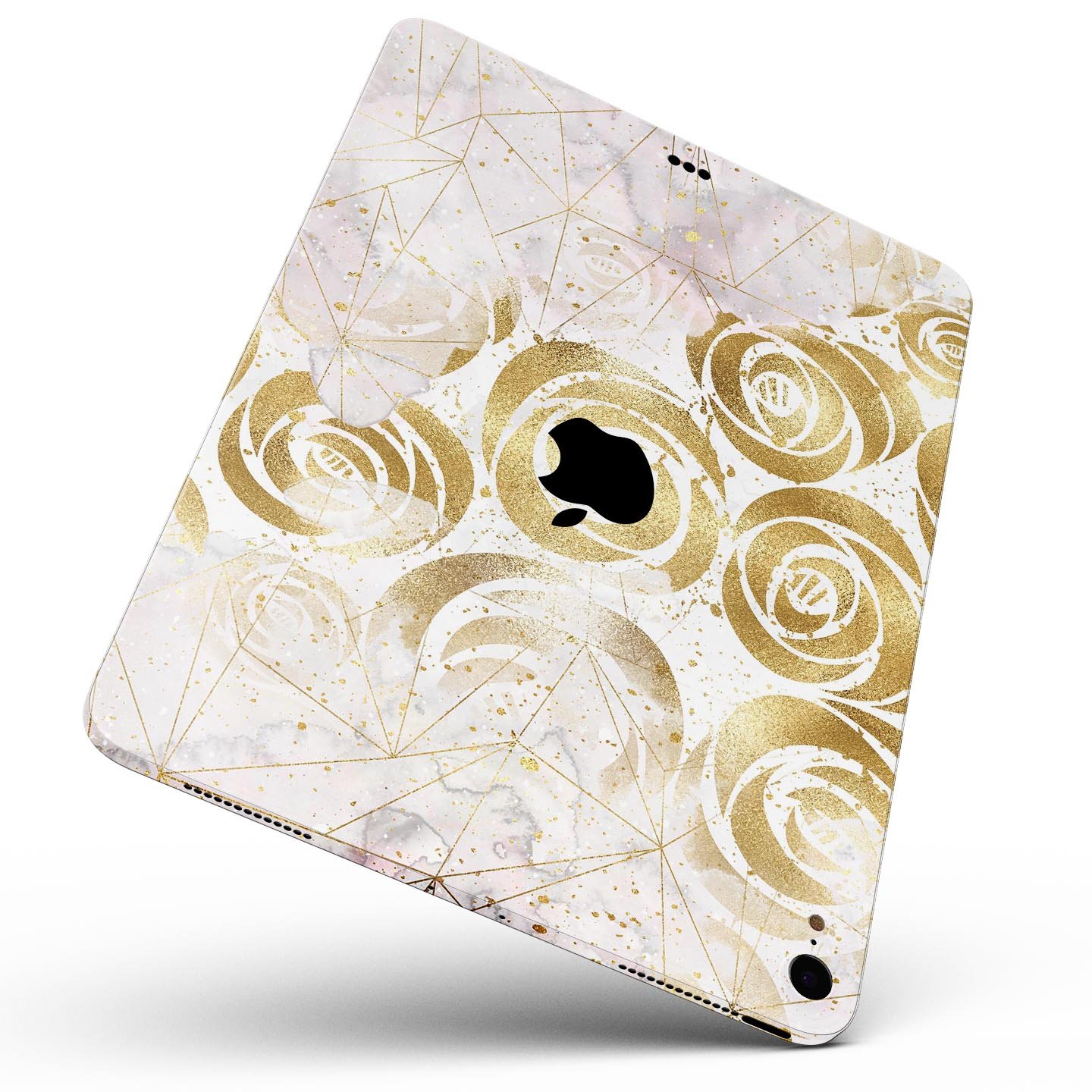 Karamfila Watercolor & Gold V14 skin decal for Apple devices, showcasing vibrant colors and a sleek design.