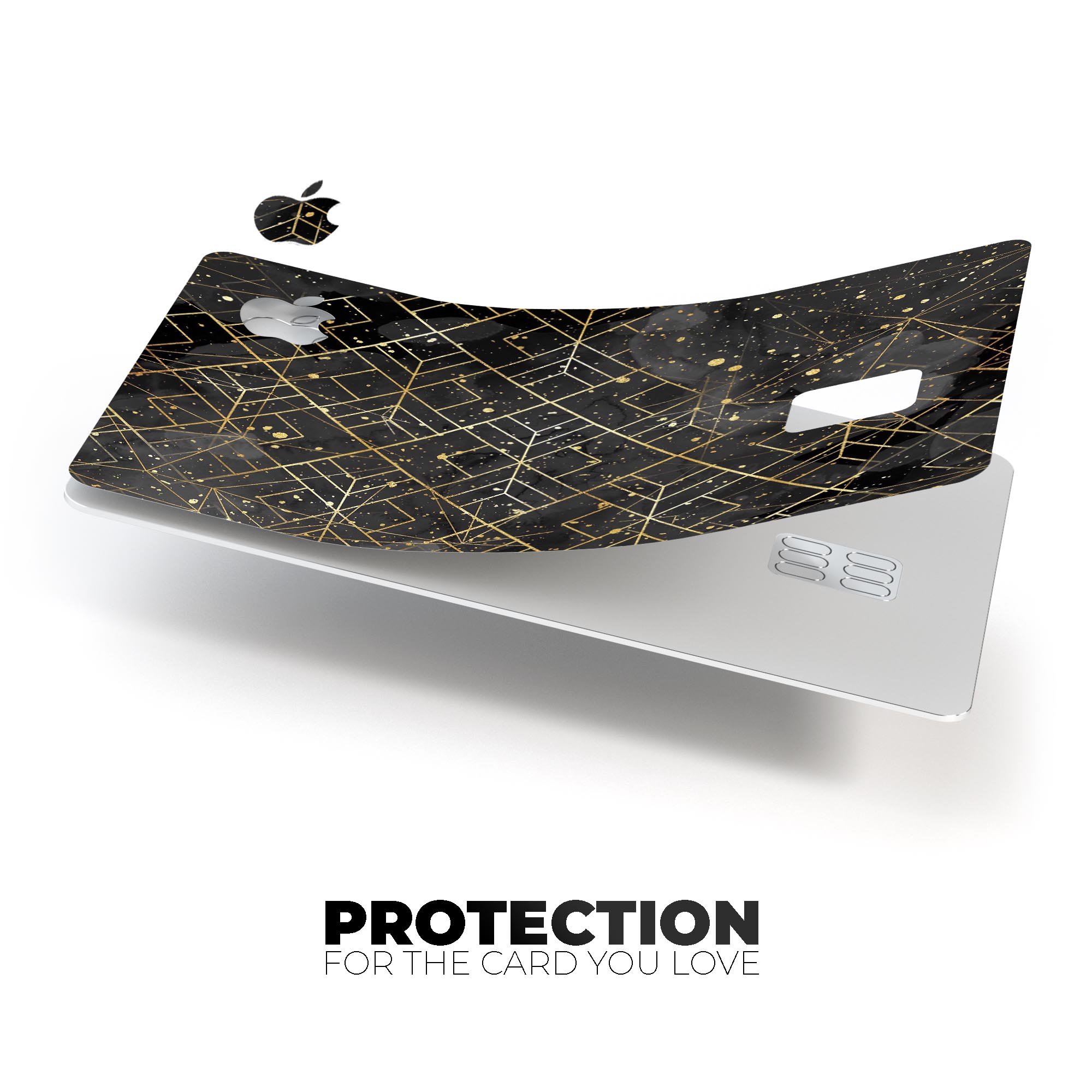Karamfila Watercolor & Gold V9 decal skin applied on an Apple Card, showcasing vibrant colors and a glossy finish.