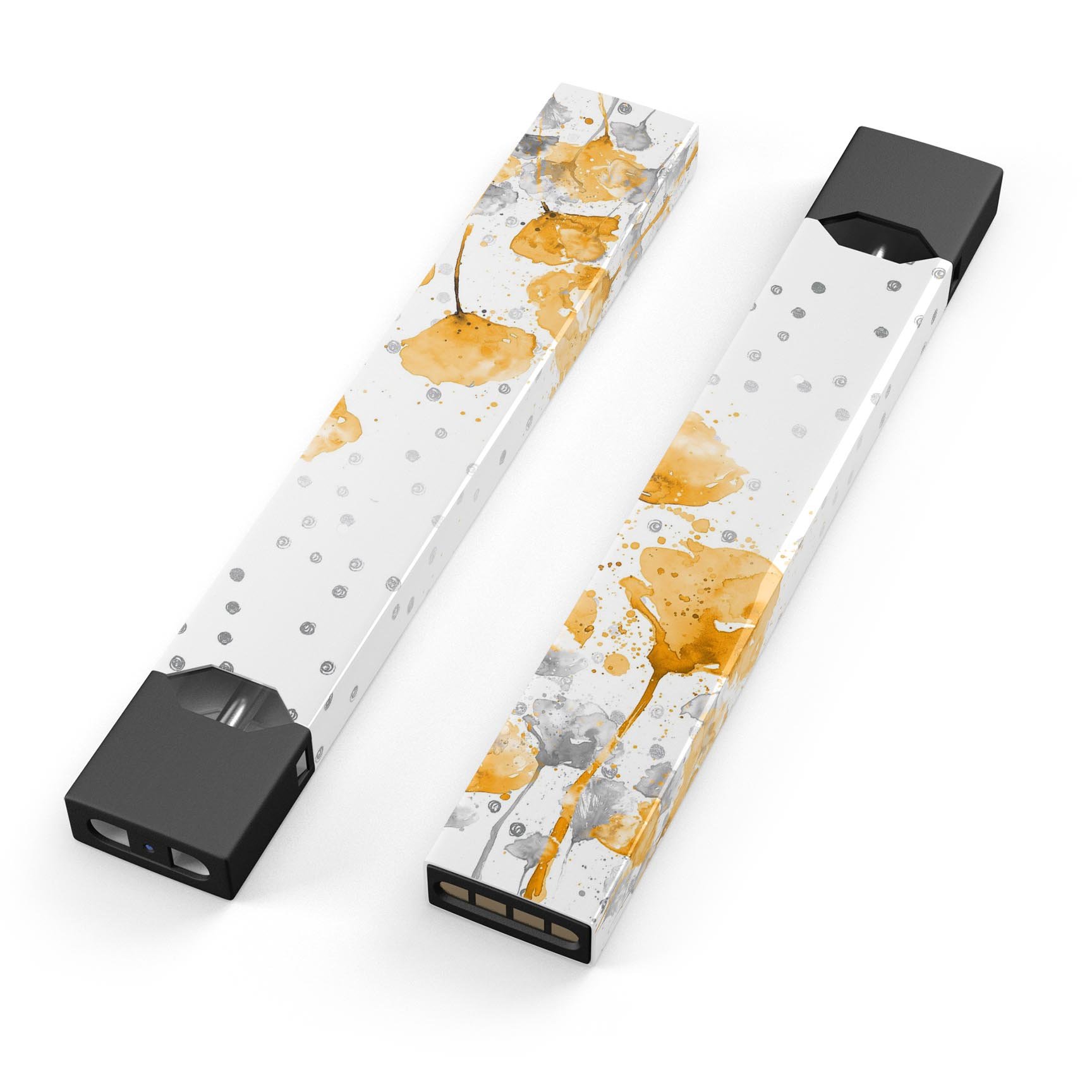 Karamfila Yellow & Gray Floral V1 skin-wrap for JUUL device, showcasing vibrant floral design and premium quality.