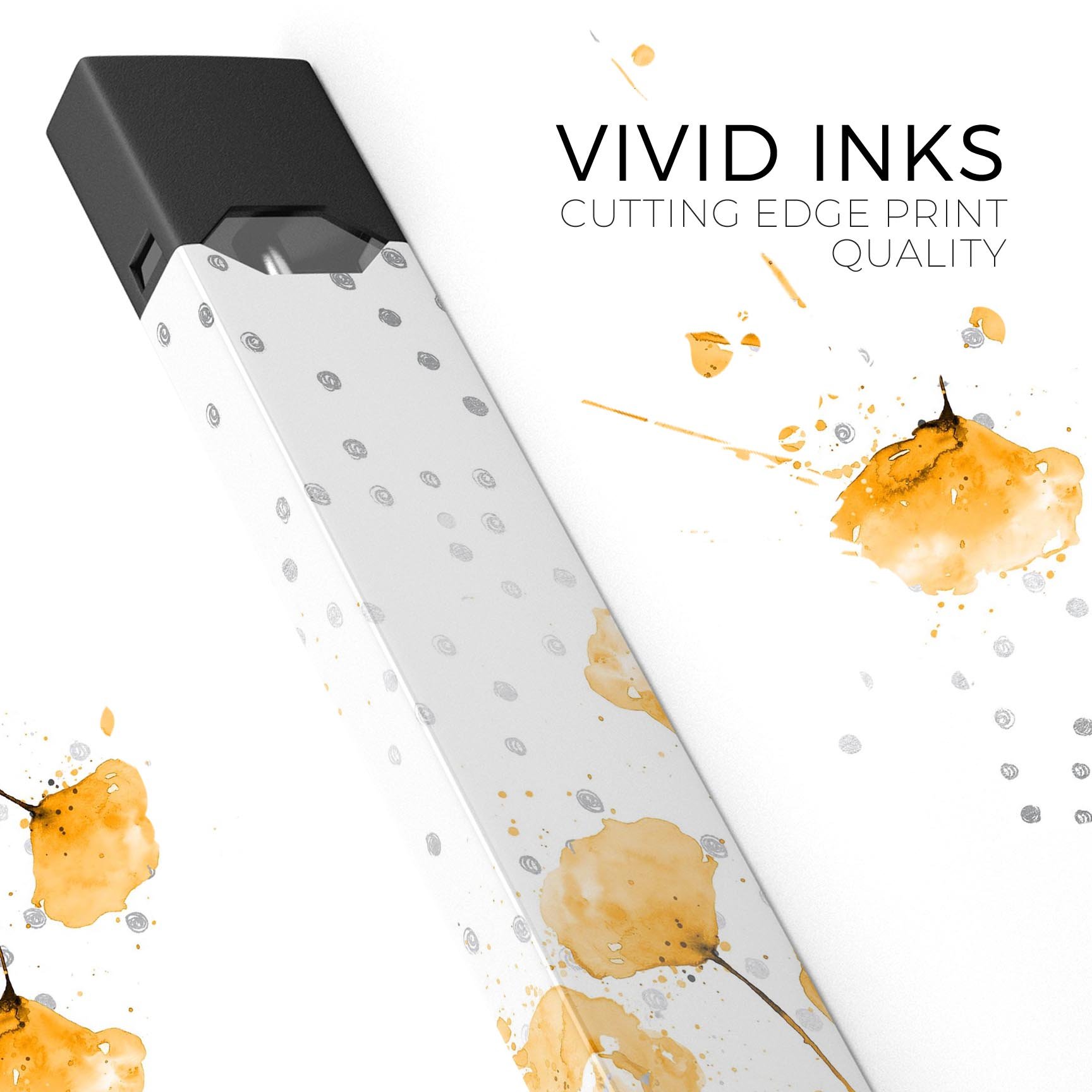 Karamfila Yellow & Gray Floral V1 skin-wrap for JUUL device, showcasing vibrant floral design and premium quality.