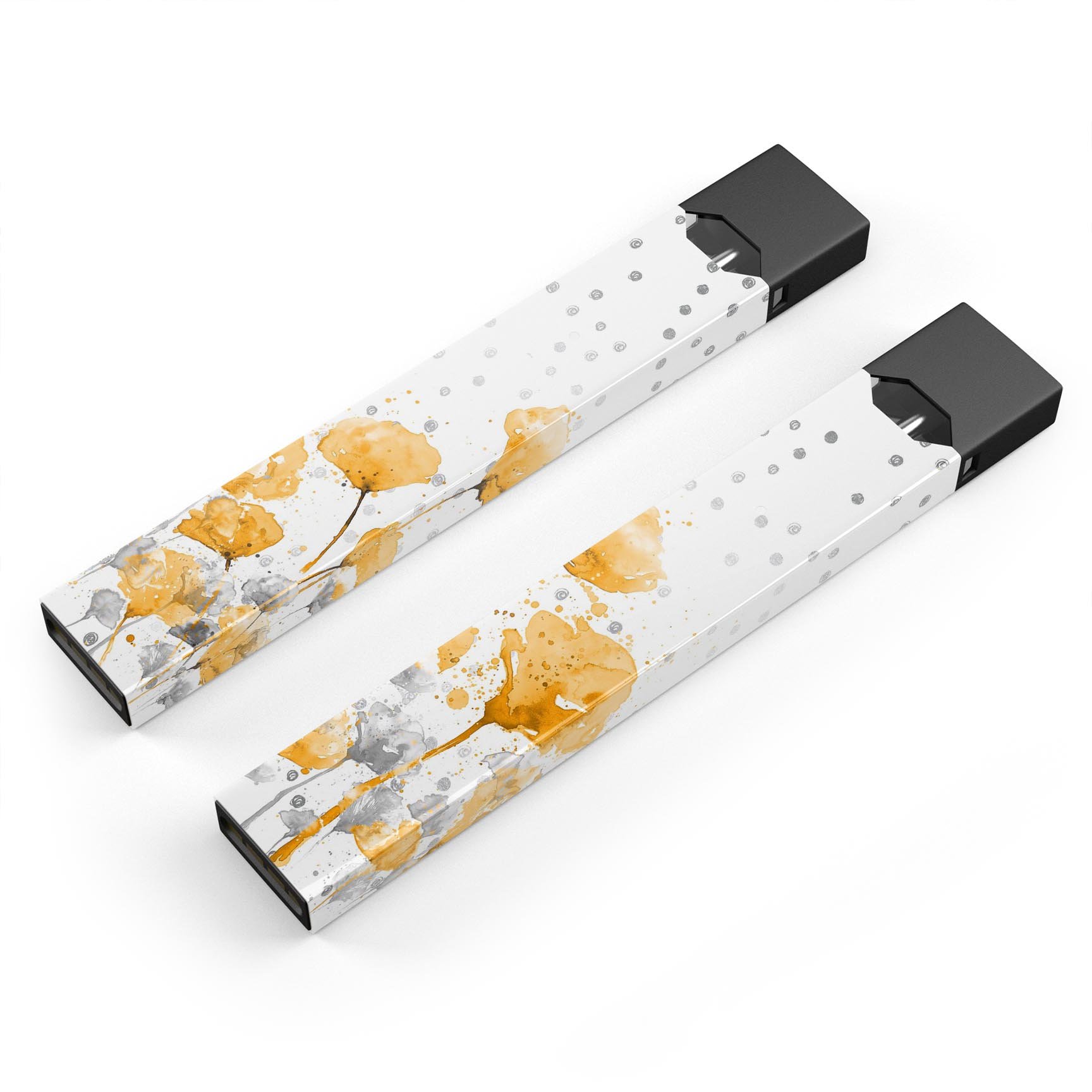 Karamfila Yellow & Gray Floral V1 skin-wrap for JUUL device, showcasing vibrant floral design and premium quality.