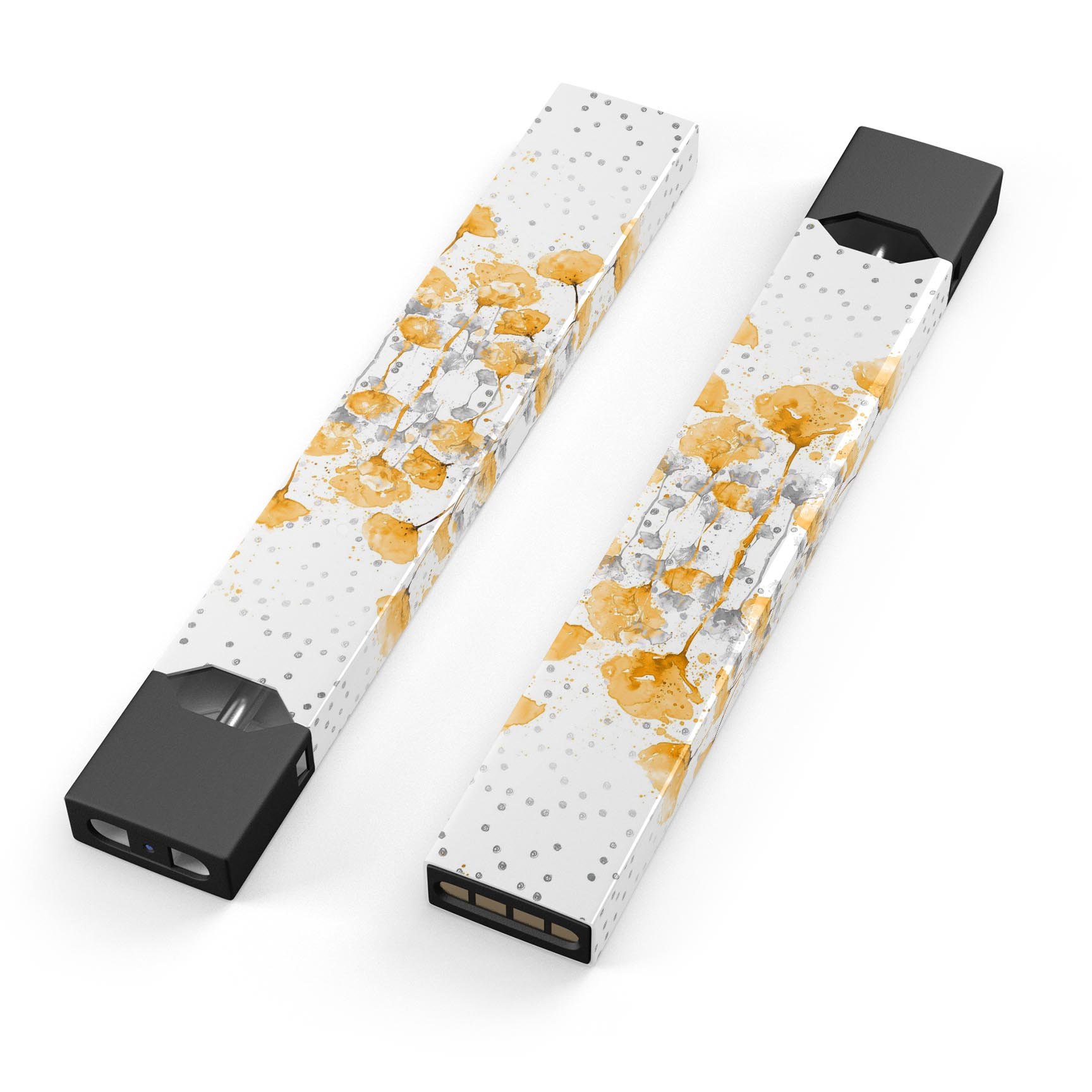 Karamfila Yellow & Gray Floral V2 skin-wrap for JUUL device, showcasing vibrant floral design and premium quality.