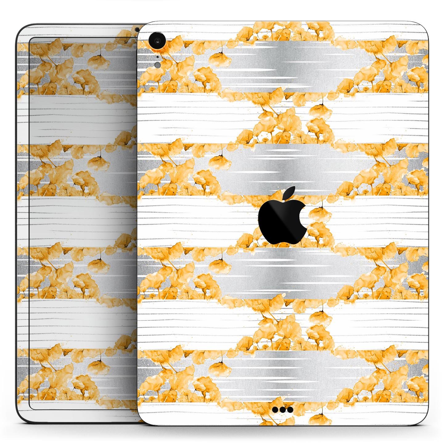 Karamfila Yellow & Gray Floral V4 skin decal for Apple devices, showcasing vibrant floral design and premium finish.