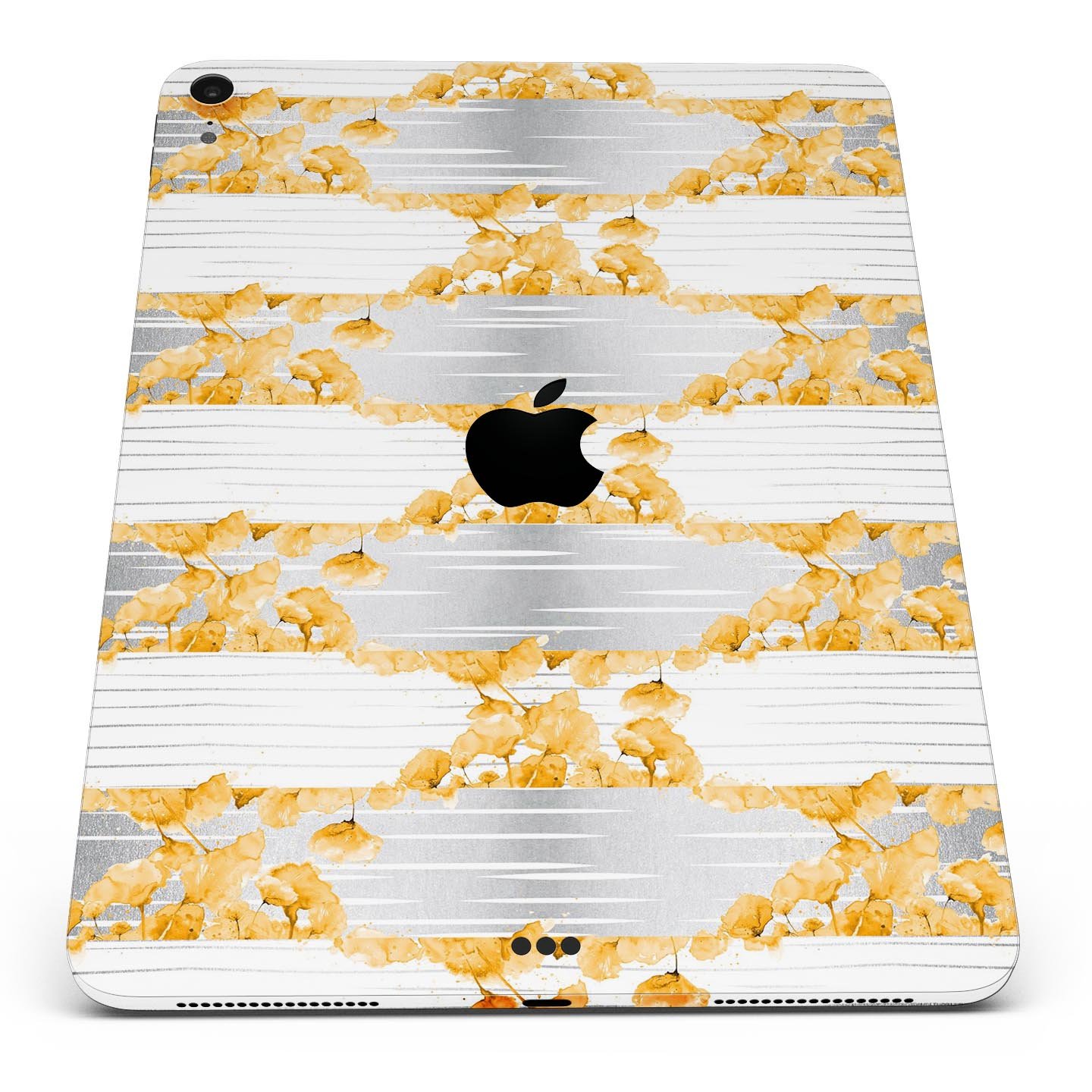 Karamfila Yellow & Gray Floral V4 skin decal for Apple devices, showcasing vibrant floral design and premium finish.