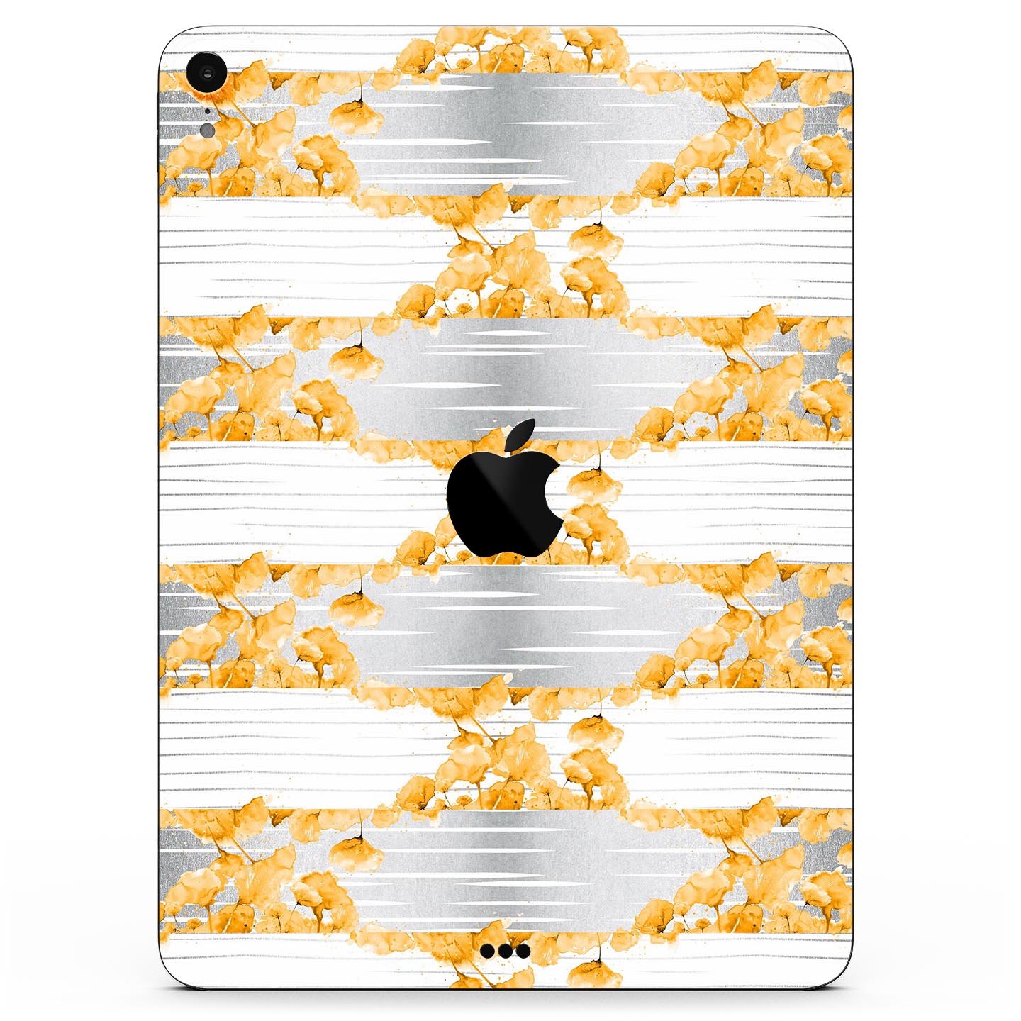 Karamfila Yellow & Gray Floral V4 skin decal for Apple devices, showcasing vibrant floral design and premium finish.