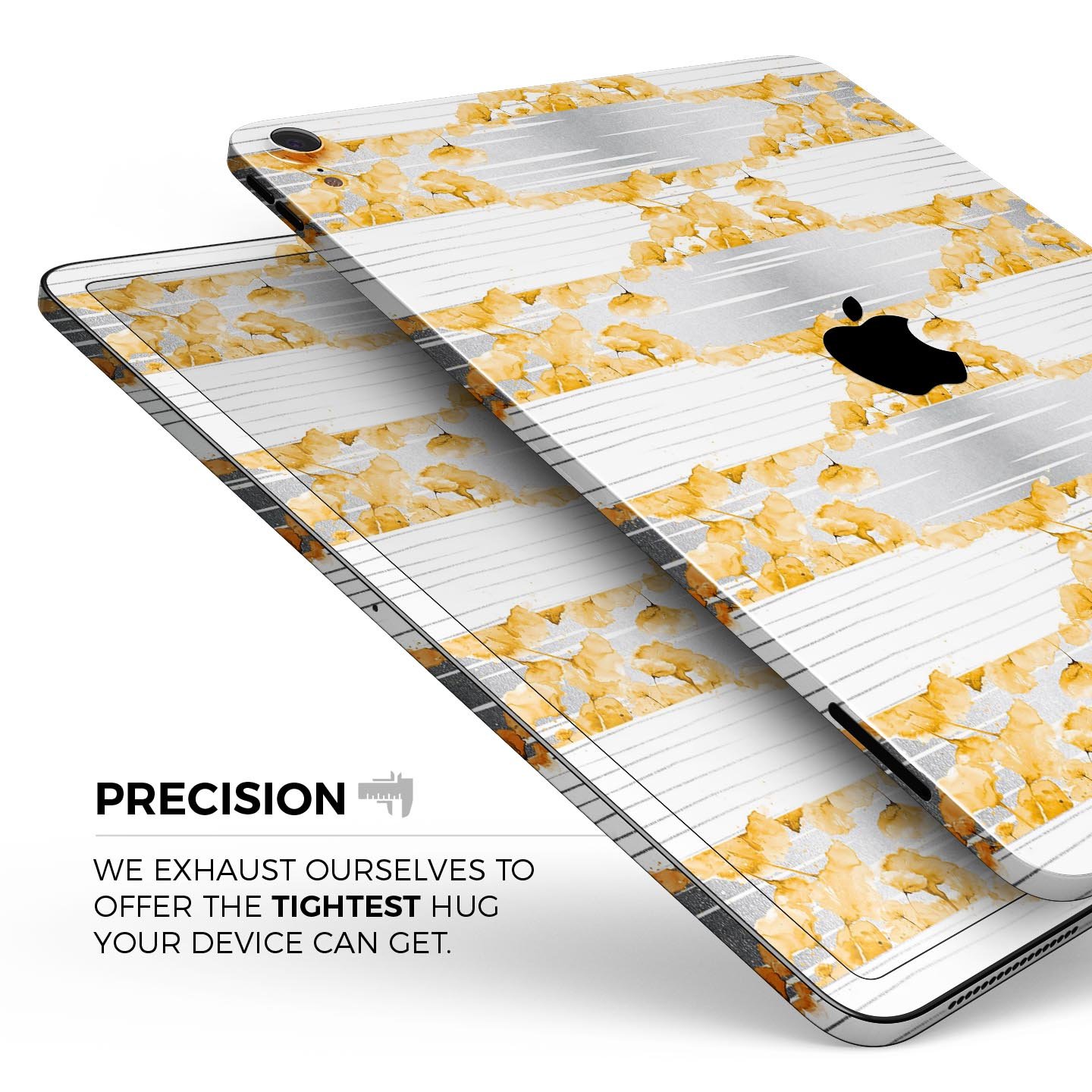 Karamfila Yellow & Gray Floral V4 skin decal for Apple devices, showcasing vibrant floral design and premium finish.