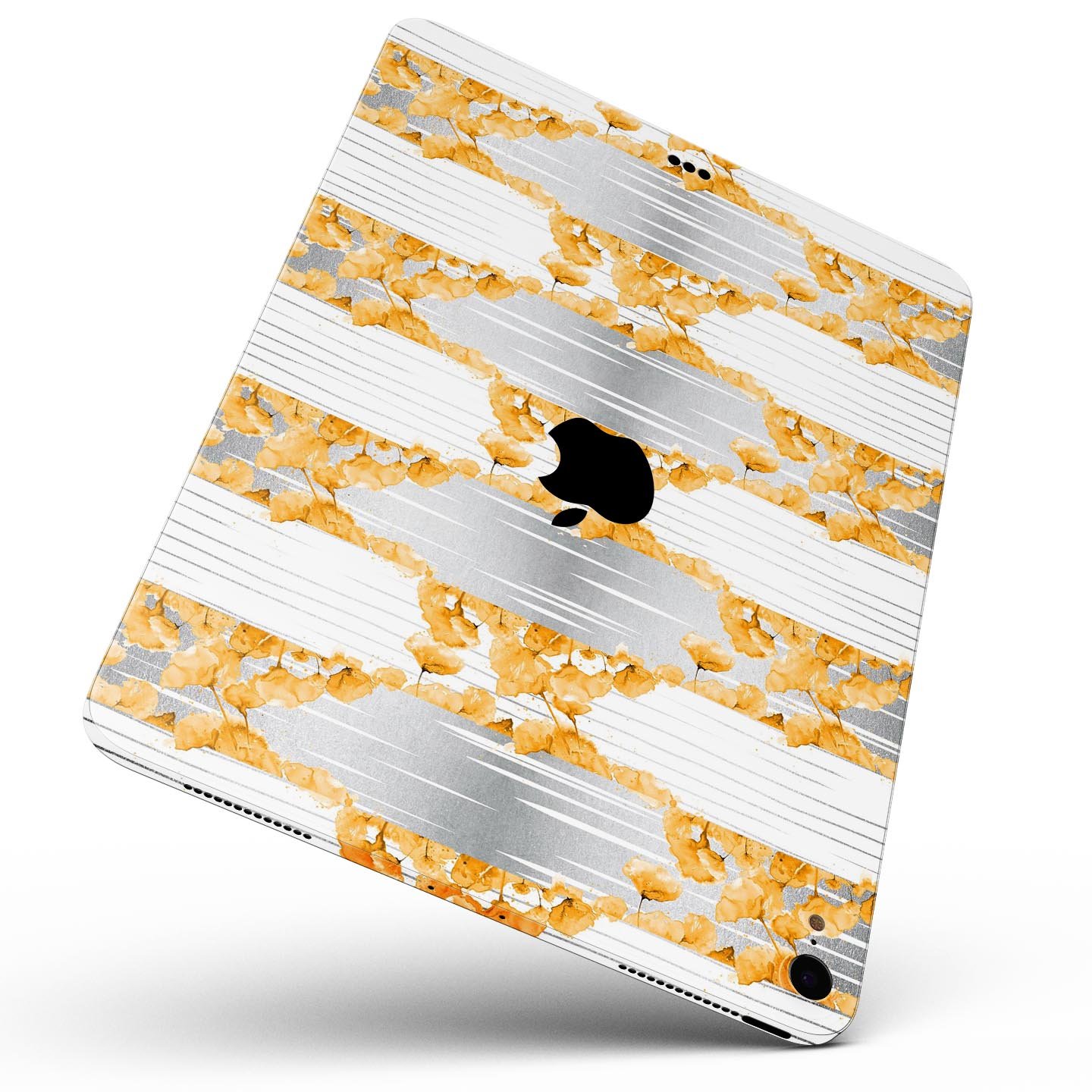 Karamfila Yellow & Gray Floral V4 skin decal for Apple devices, showcasing vibrant floral design and premium finish.