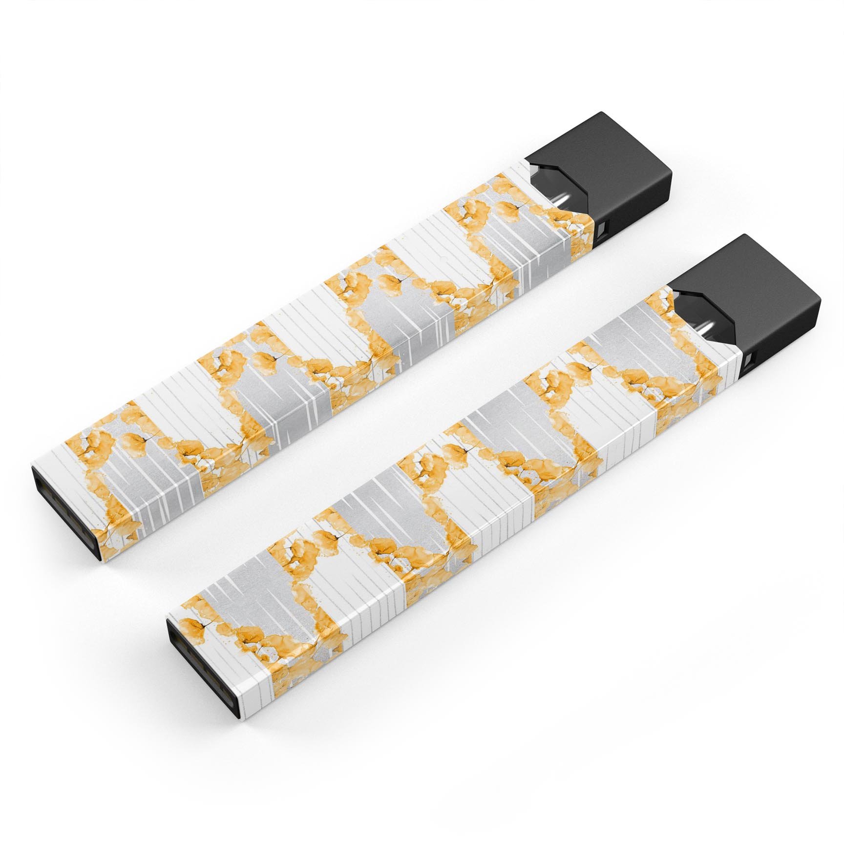 Karamfila Yellow & Gray Floral V4 skin-wrap for JUUL device, showcasing vibrant floral design and premium quality.