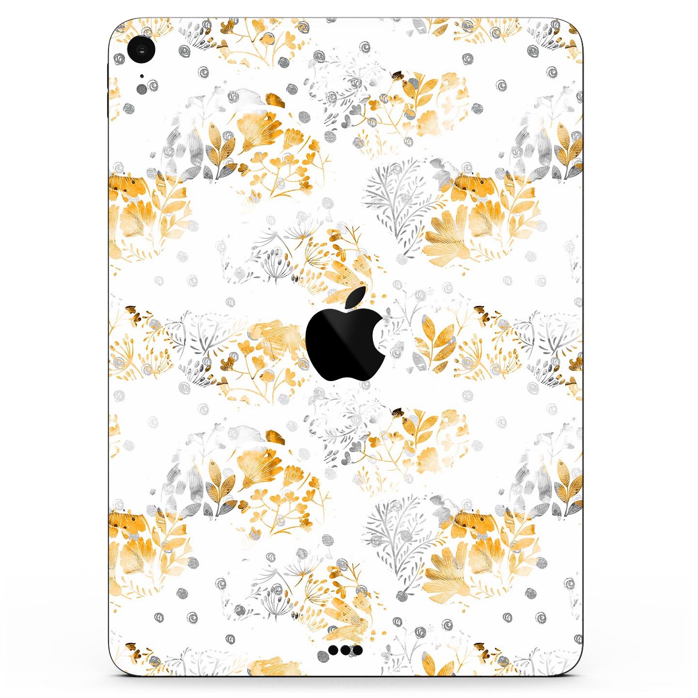 Karamfila Yellow & Gray Floral V5 skin decal for Apple devices, showcasing a vibrant floral design with a premium finish.