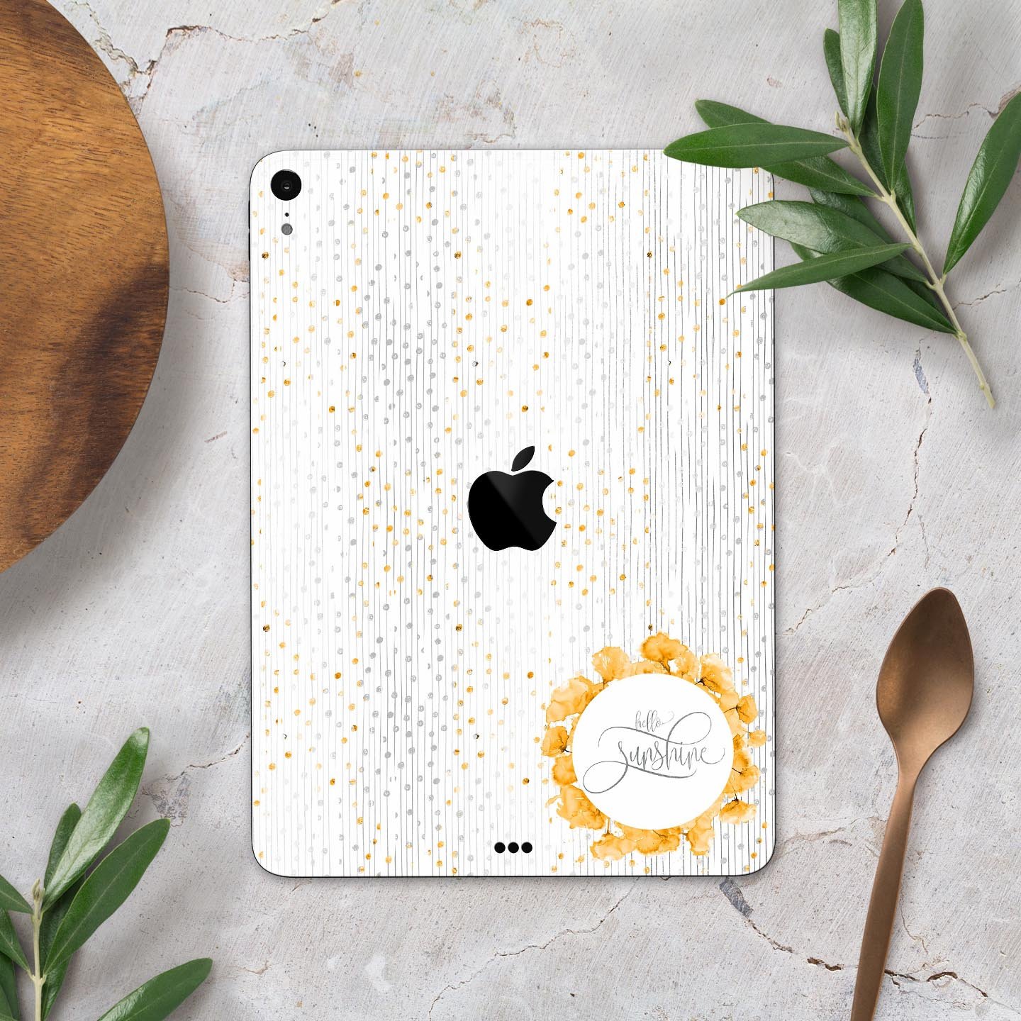 Karamfila Yellow & Gray Floral V7 full body skin decal for Apple devices, showcasing a vibrant floral design with premium 3M materials.