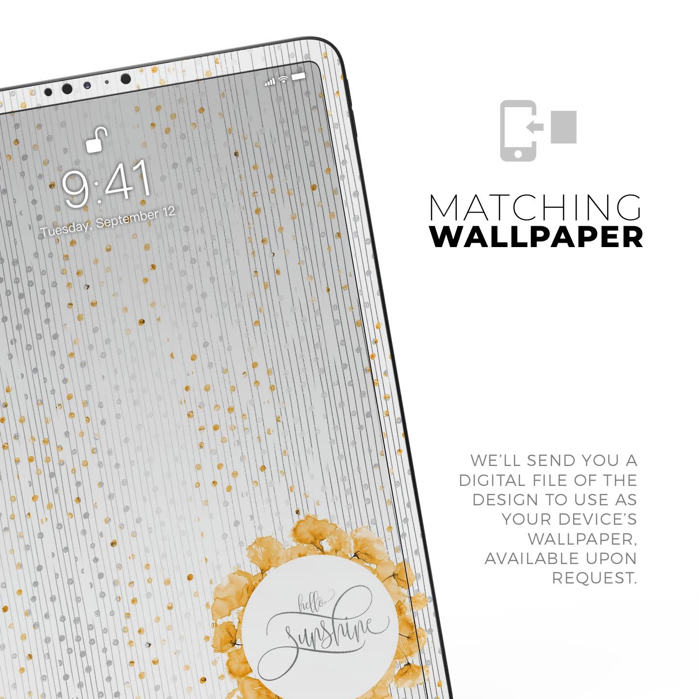 Karamfila Yellow & Gray Floral V7 full body skin decal for Apple devices, showcasing a vibrant floral design with premium 3M materials.