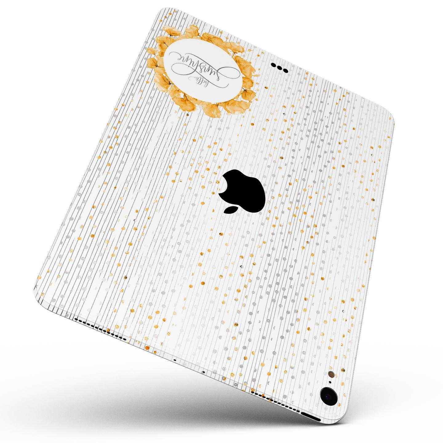 Karamfila Yellow & Gray Floral V7 full body skin decal for Apple devices, showcasing a vibrant floral design with premium 3M materials.