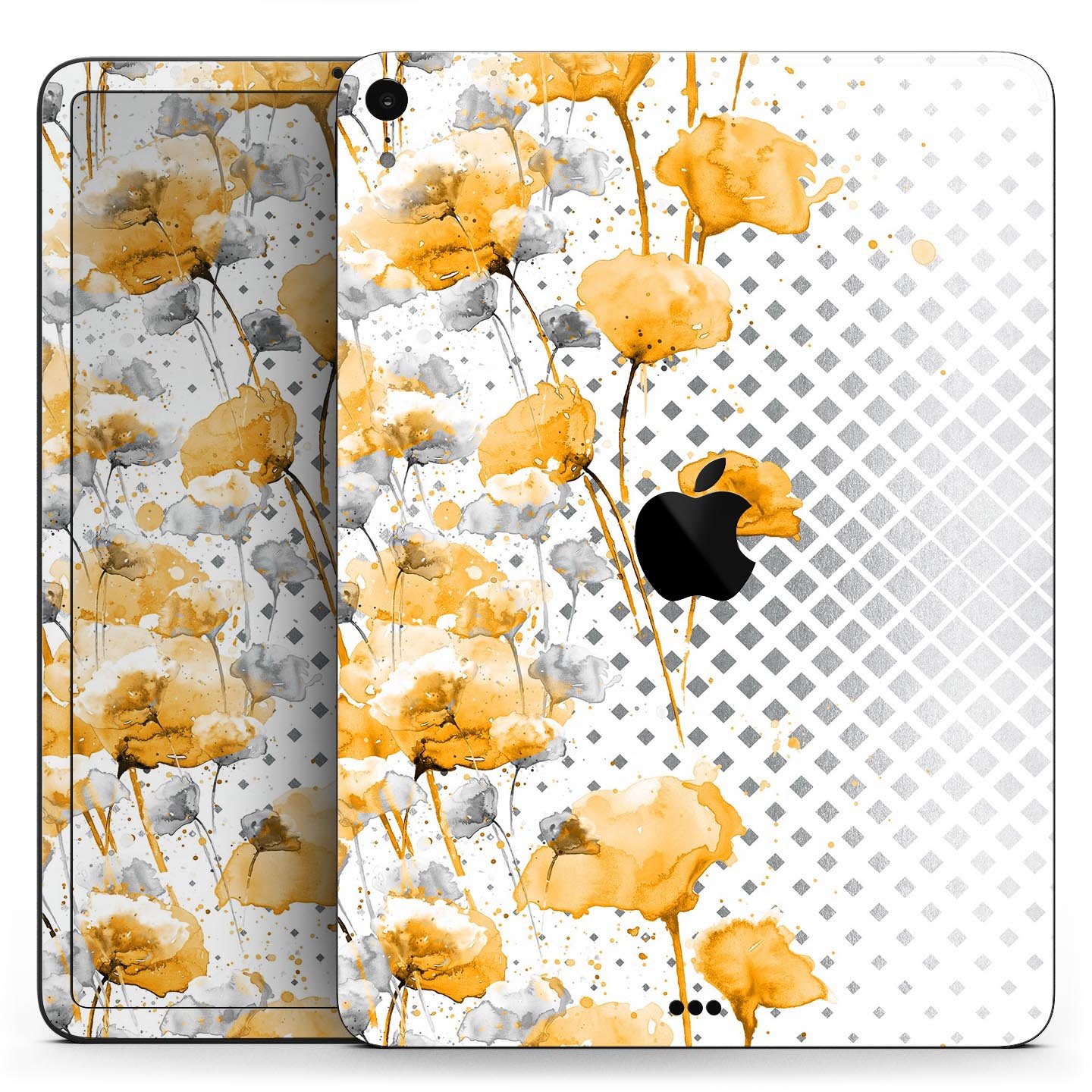 Karamfila Yellow & Gray Floral V8 skin decal for Apple devices, showcasing vibrant floral design and premium quality.