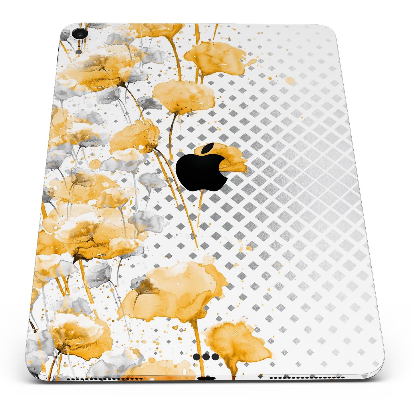 Karamfila Yellow & Gray Floral V8 skin decal for Apple devices, showcasing vibrant floral design and premium quality.